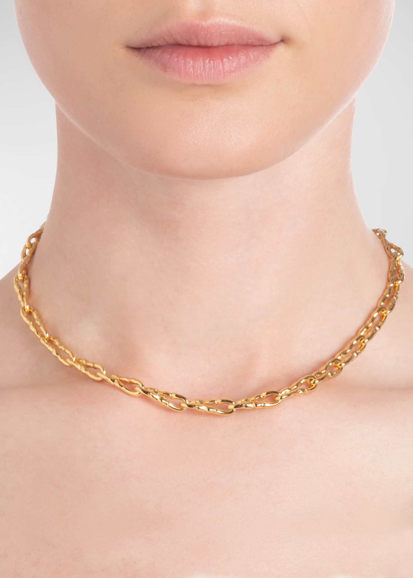 Alexis Bittar Brut Gold Twisted Link Necklace, 16"L Image 2 of 2