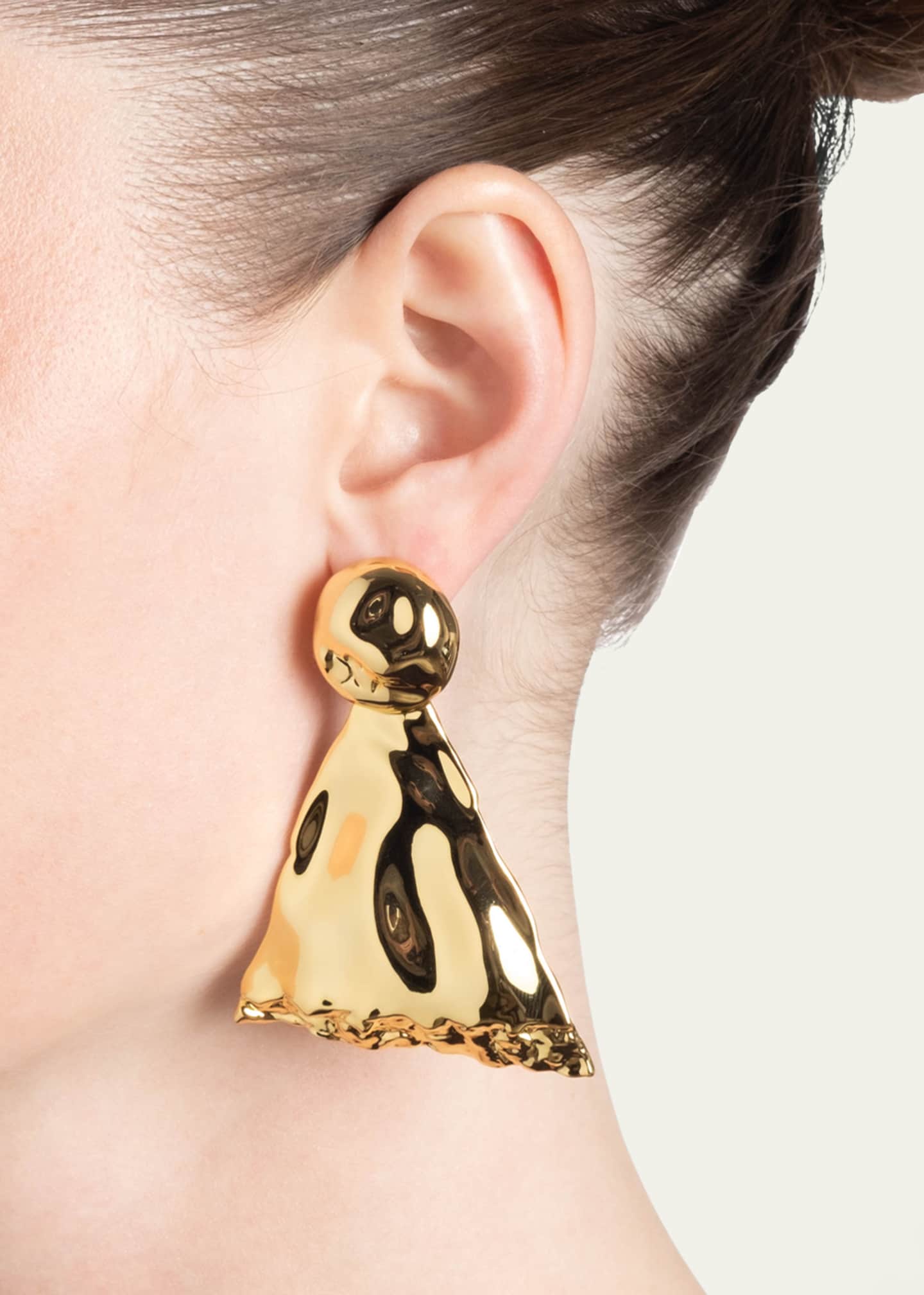 Alexis Bittar Brut Gold Triangle Post Earrings Image 2 of 4