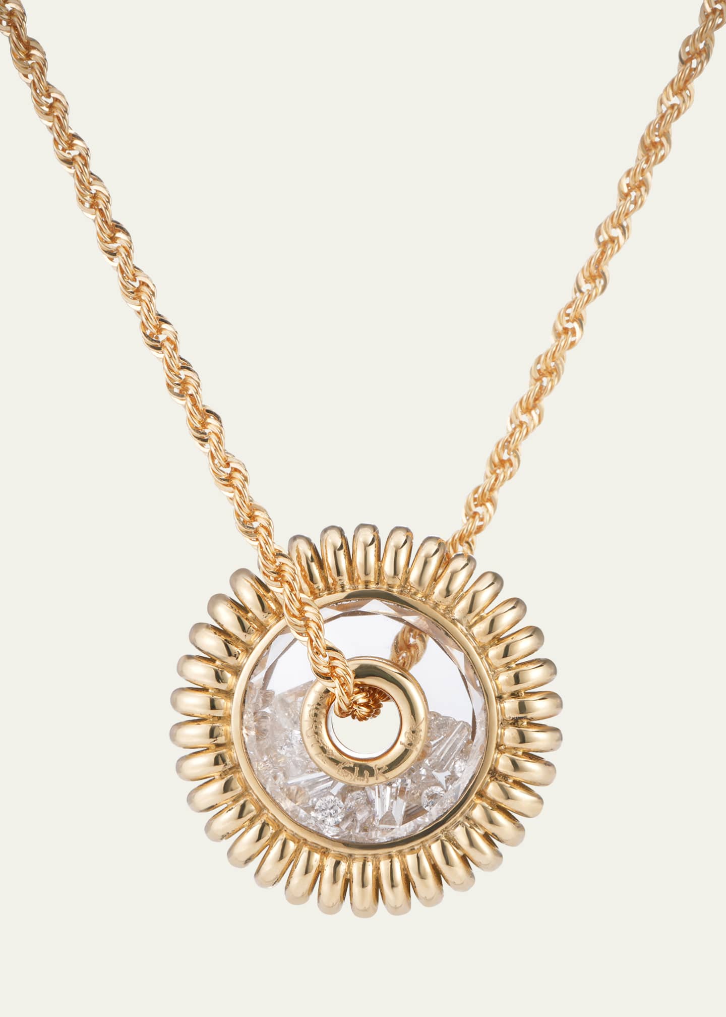 Moritz Glik 18K Yellow Gold Mola Roda Sapphire Kaleidoscope Shaker Necklace with Diamonds