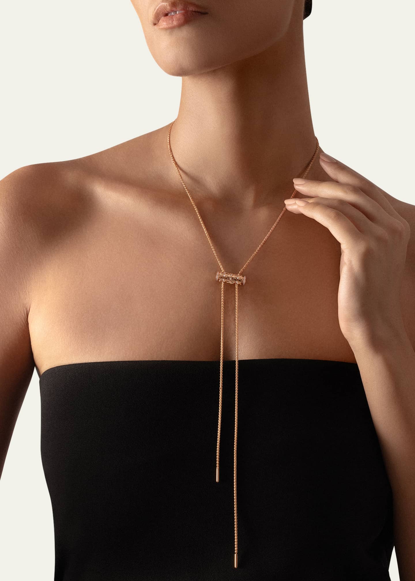 Nouvel Heritage 18K Semi Pave Latch Pendant on GM Chain Necklace Image 2 of 2