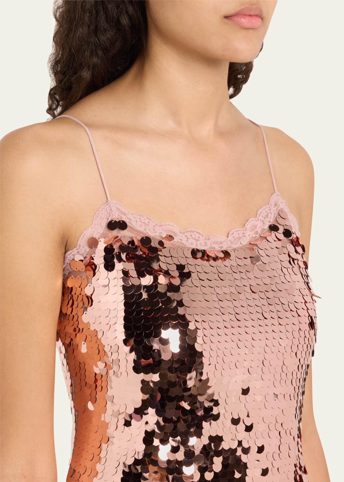 LoveShackFancy Grecia Sequin Spaghetti-Strap Mini Dress Image 5 of 5