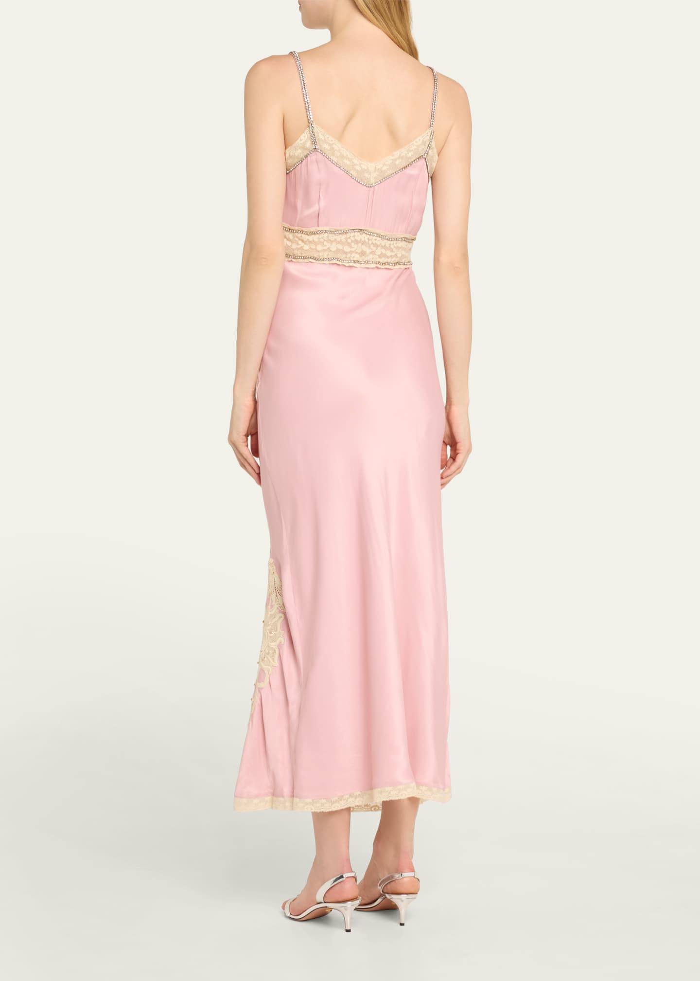 LoveShackFancy Valea Embellished Satin Midi Dress Image 3 of 5