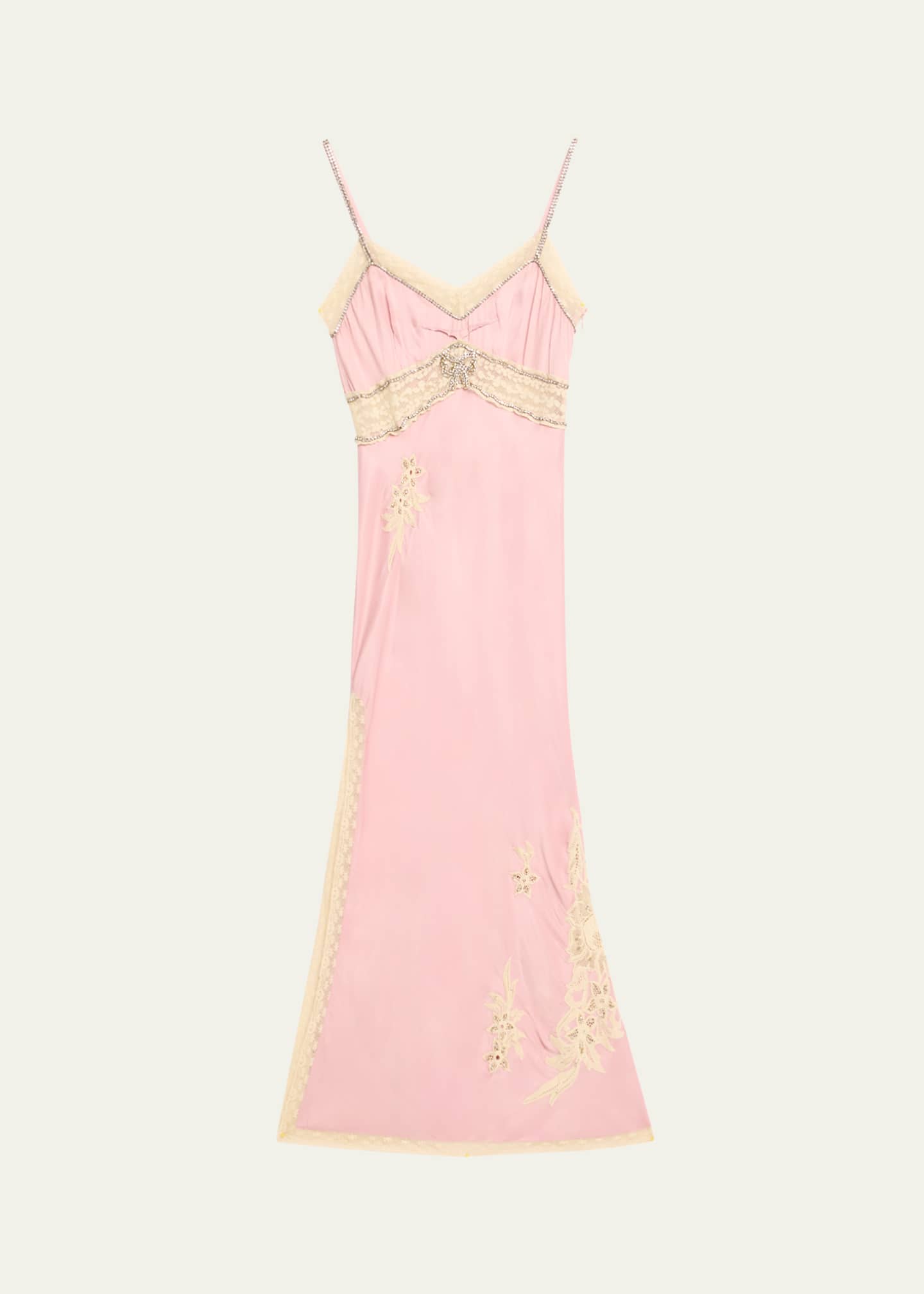 LoveShackFancy Valea Embellished Satin Midi Dress Image 1 of 5