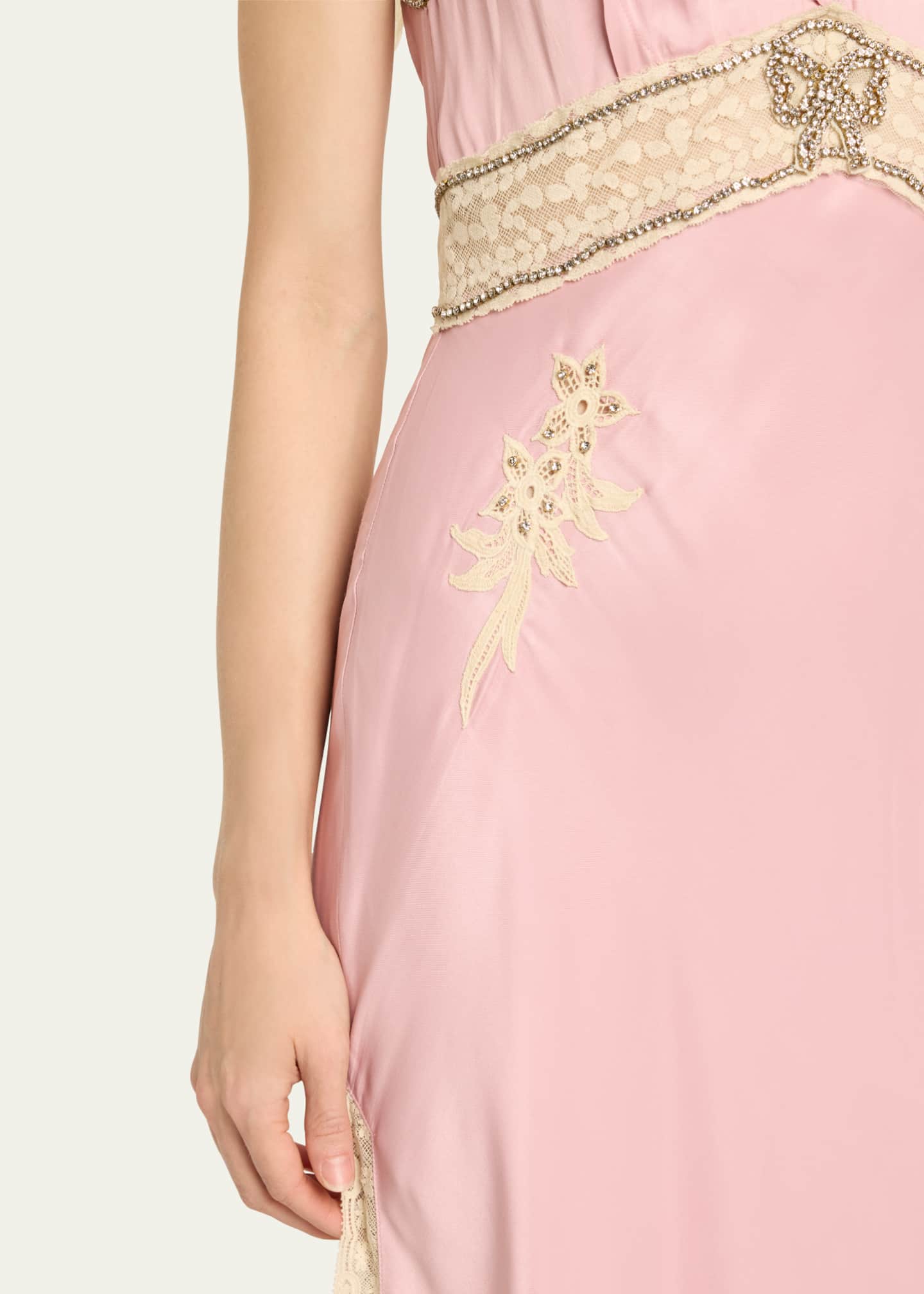LoveShackFancy Valea Embellished Satin Midi Dress Image 5 of 5