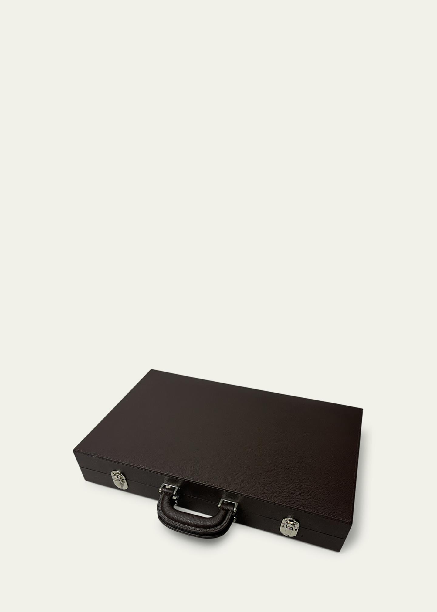 Renzo Romagnoli Large Leather Backgammon Set with Handles