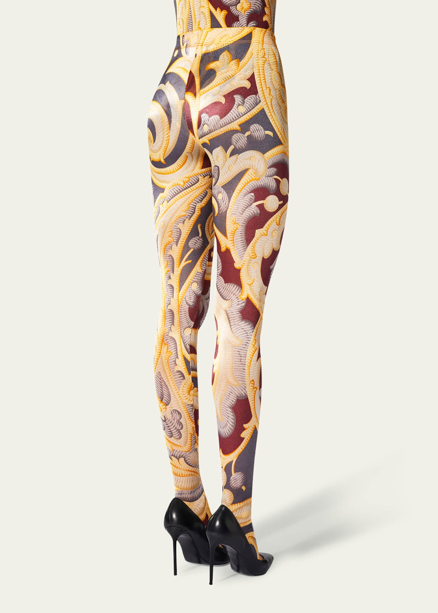 ETRO x Wolford Etro Shimmer Paisley-Print Tights Image 3 of 4