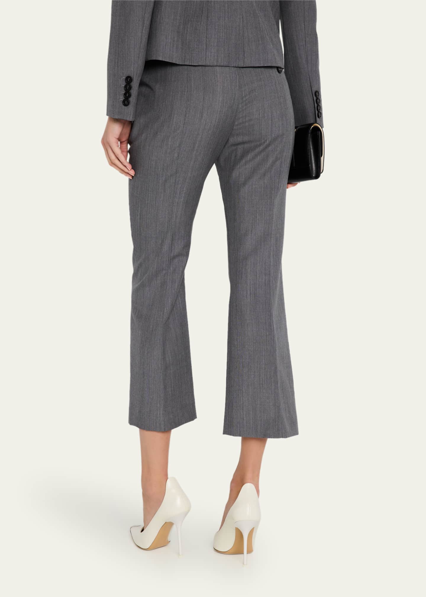 McQueen Mid-Rise Wool Mohair Kickflare Crop Trousers Image 3 of 5