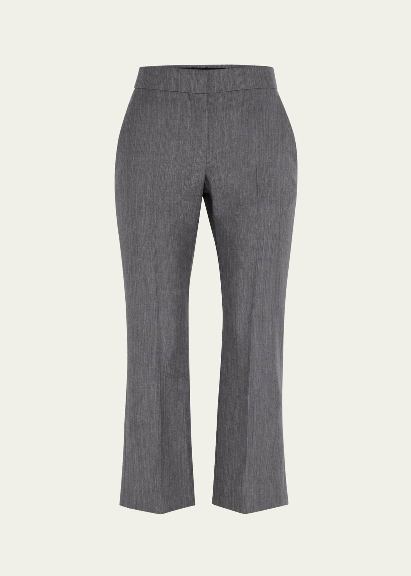 McQueen Mid-Rise Wool Mohair Kickflare Crop Trousers Image 1 of 5