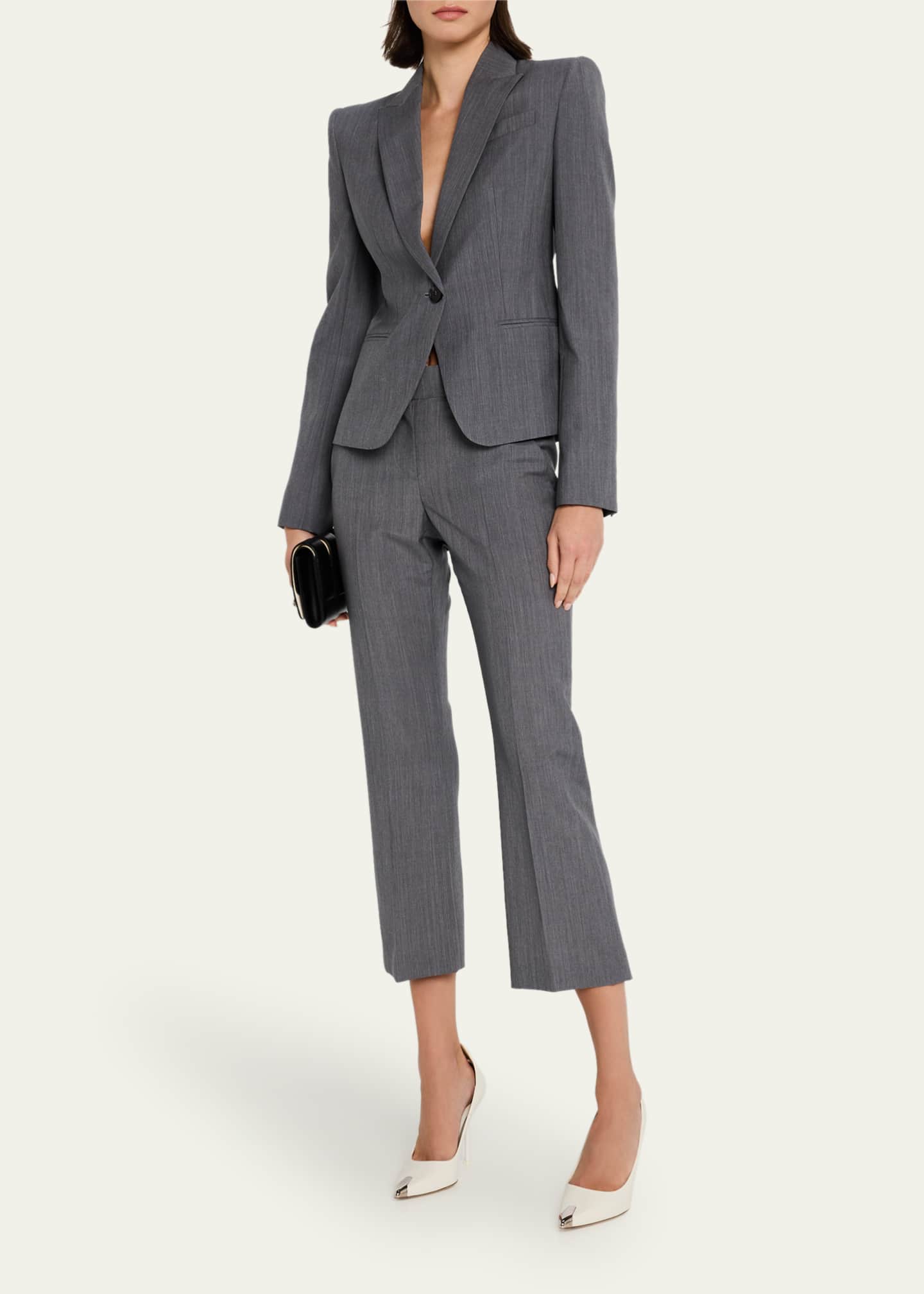 McQueen Single-Breasted Wool-Mohair Blazer Jacket Image 2 of 5