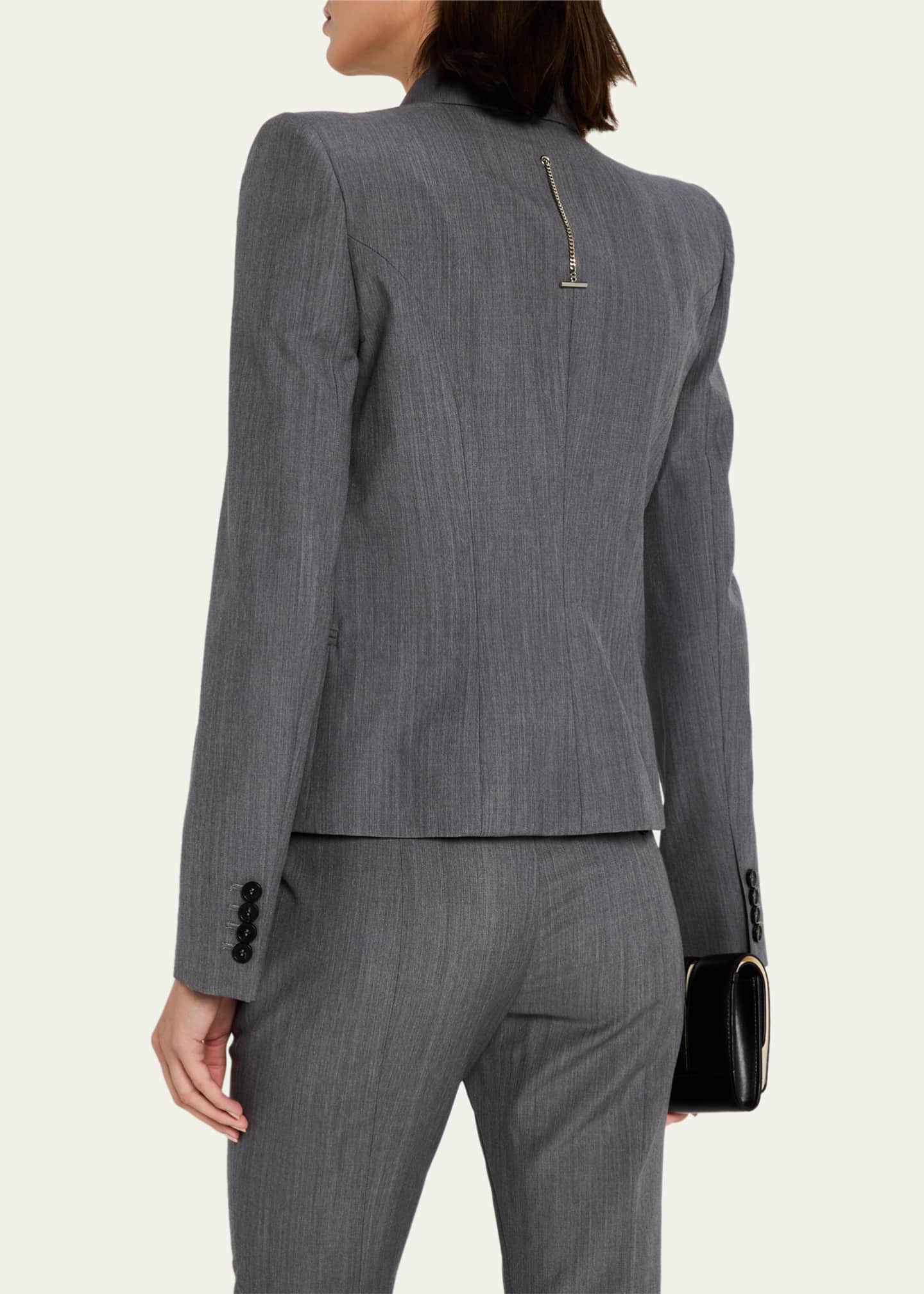 McQueen Single-Breasted Wool-Mohair Blazer Jacket Image 3 of 5