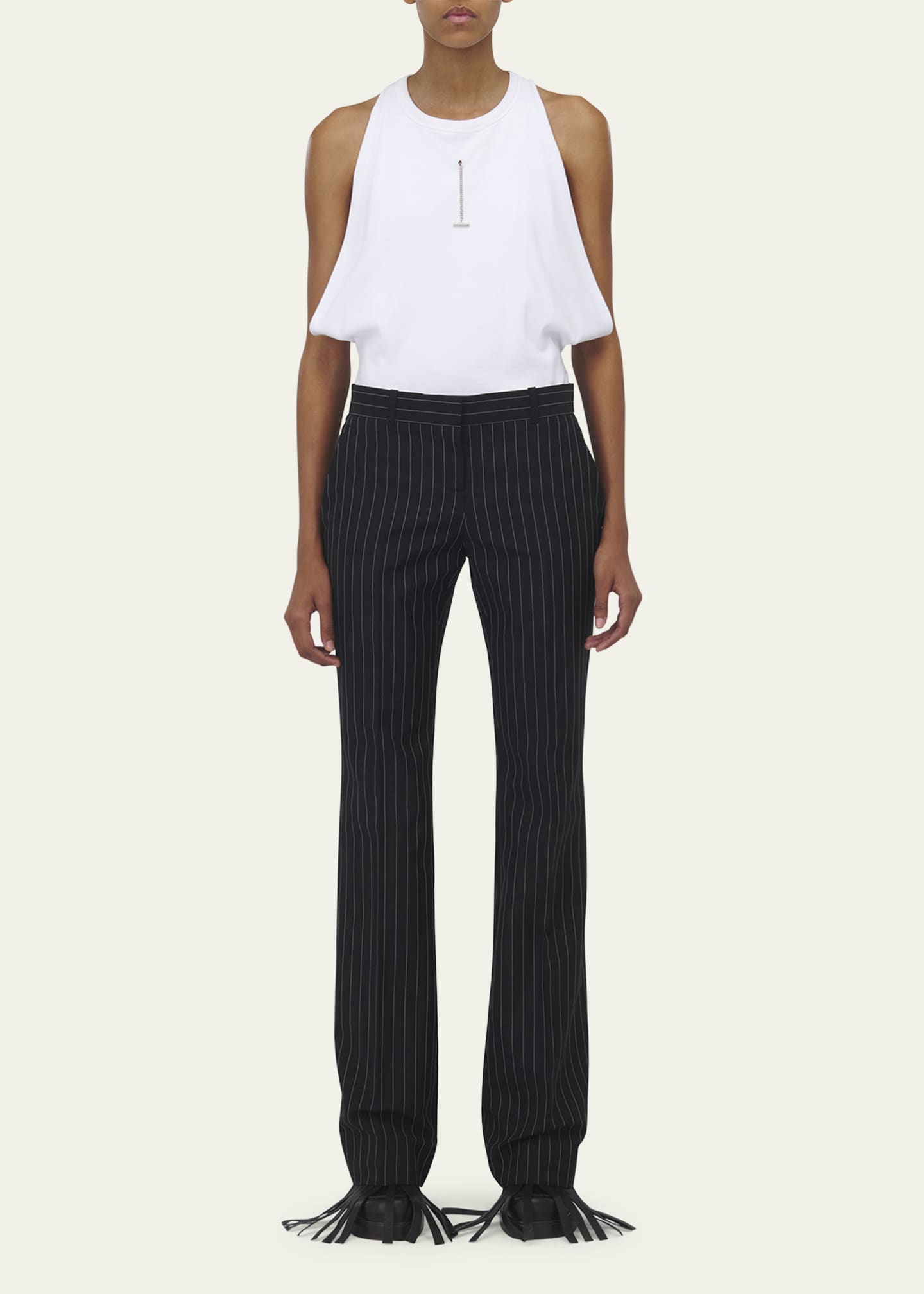 McQueen High-Rise Pinstripe Flared Trousers Image 2 of 5