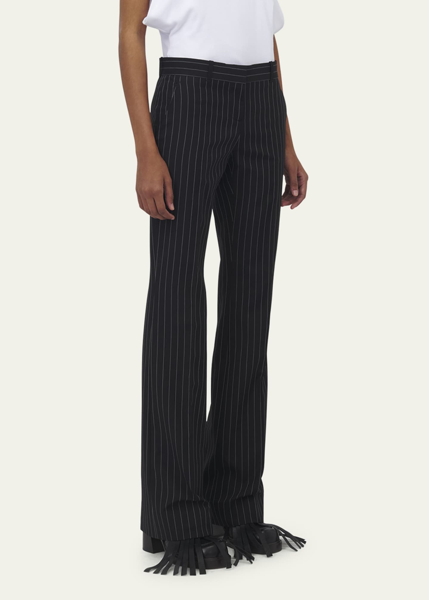 McQueen High-Rise Pinstripe Flared Trousers Image 4 of 5