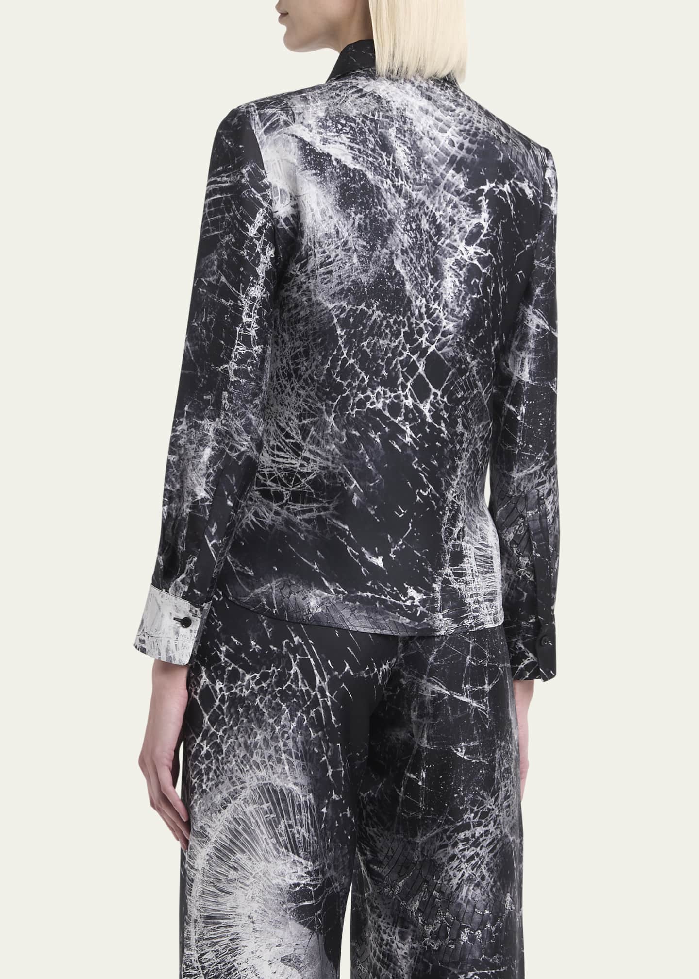 McQueen Smashed Screen Print Button Down Silk Blouse Image 3 of 5