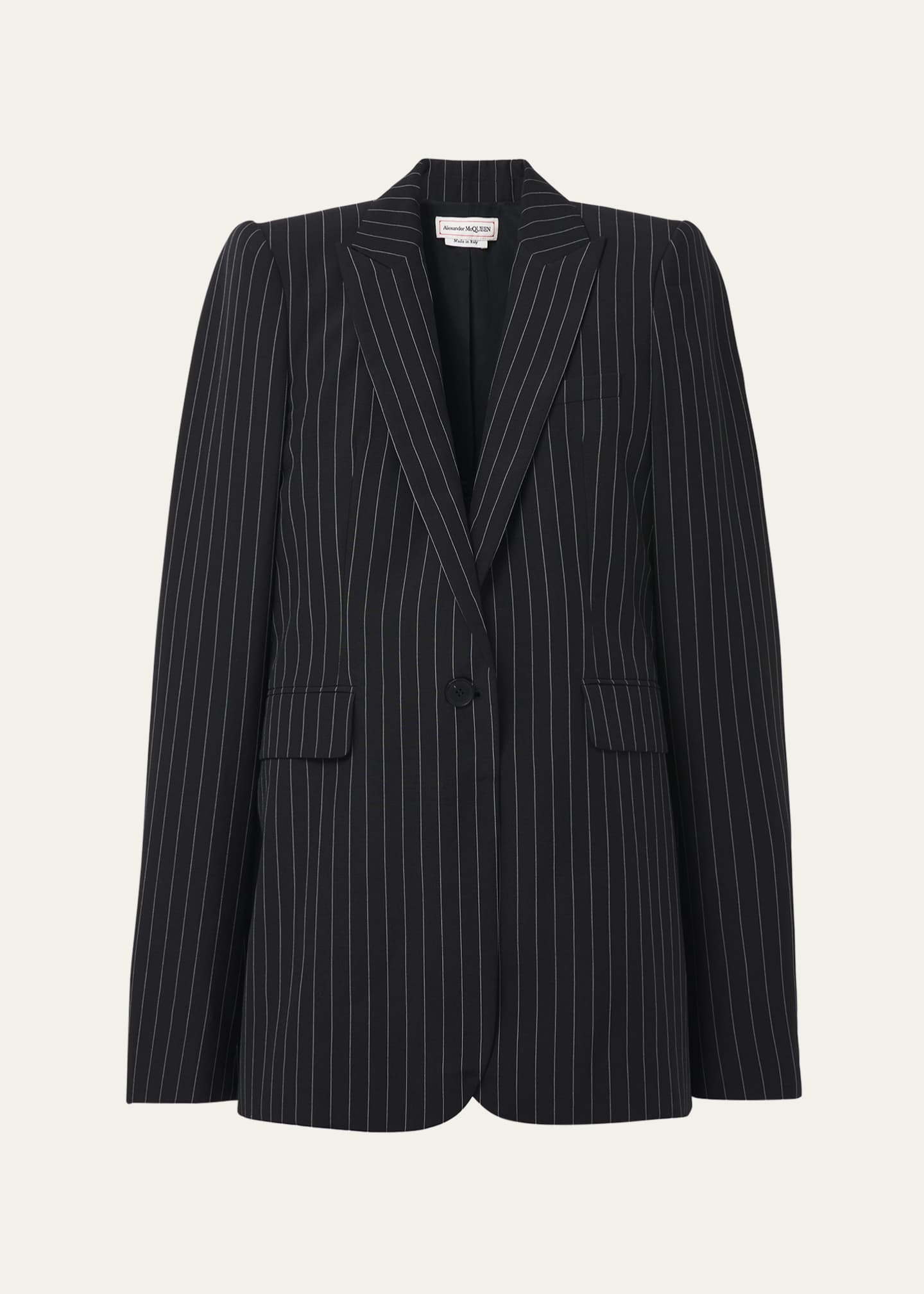 McQueen Pinstripe Single-Breasted Blazer Image 1 of 5