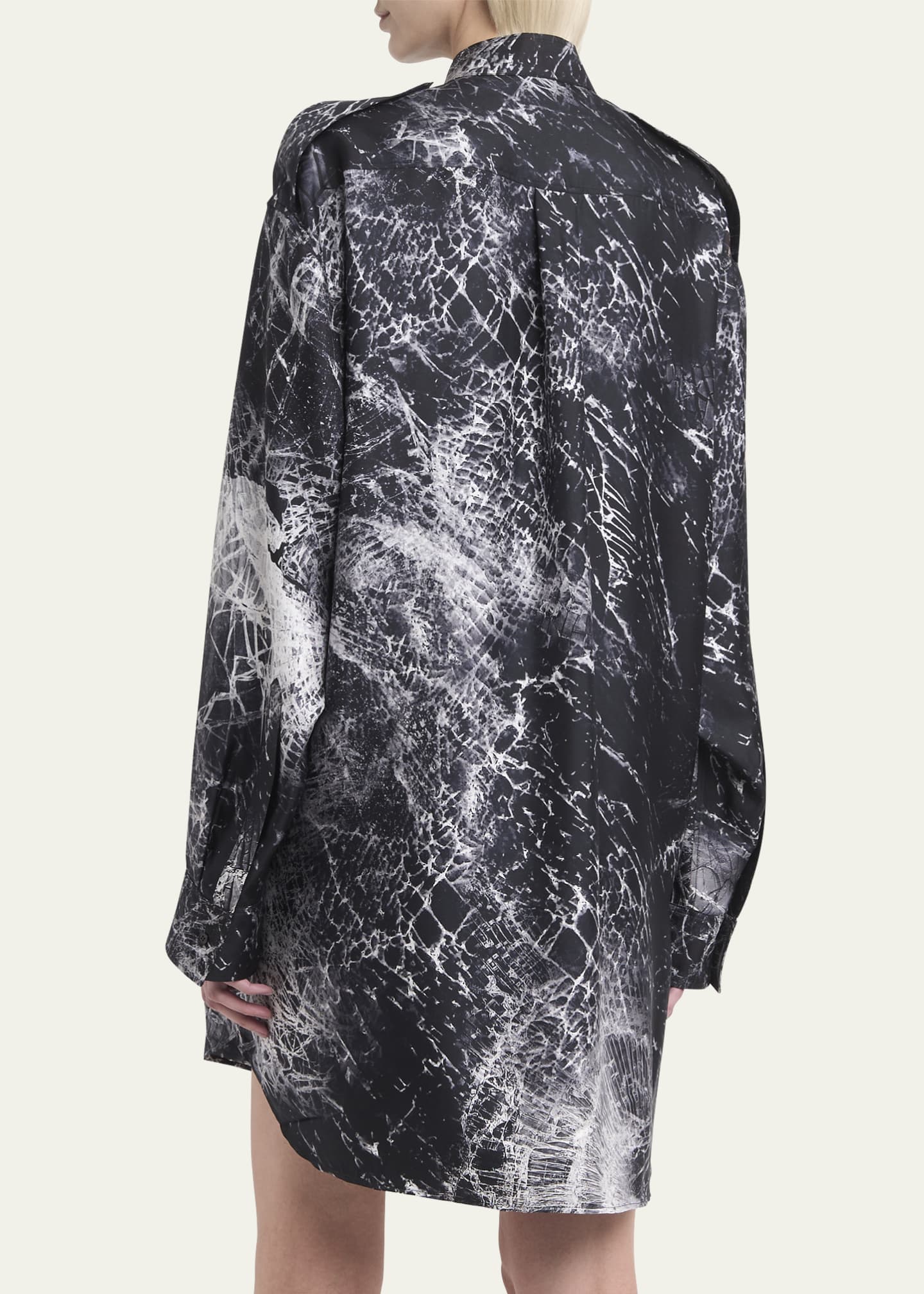 McQueen Smashed Screen Print Button Down Shirting Mini Dress Image 3 of 5