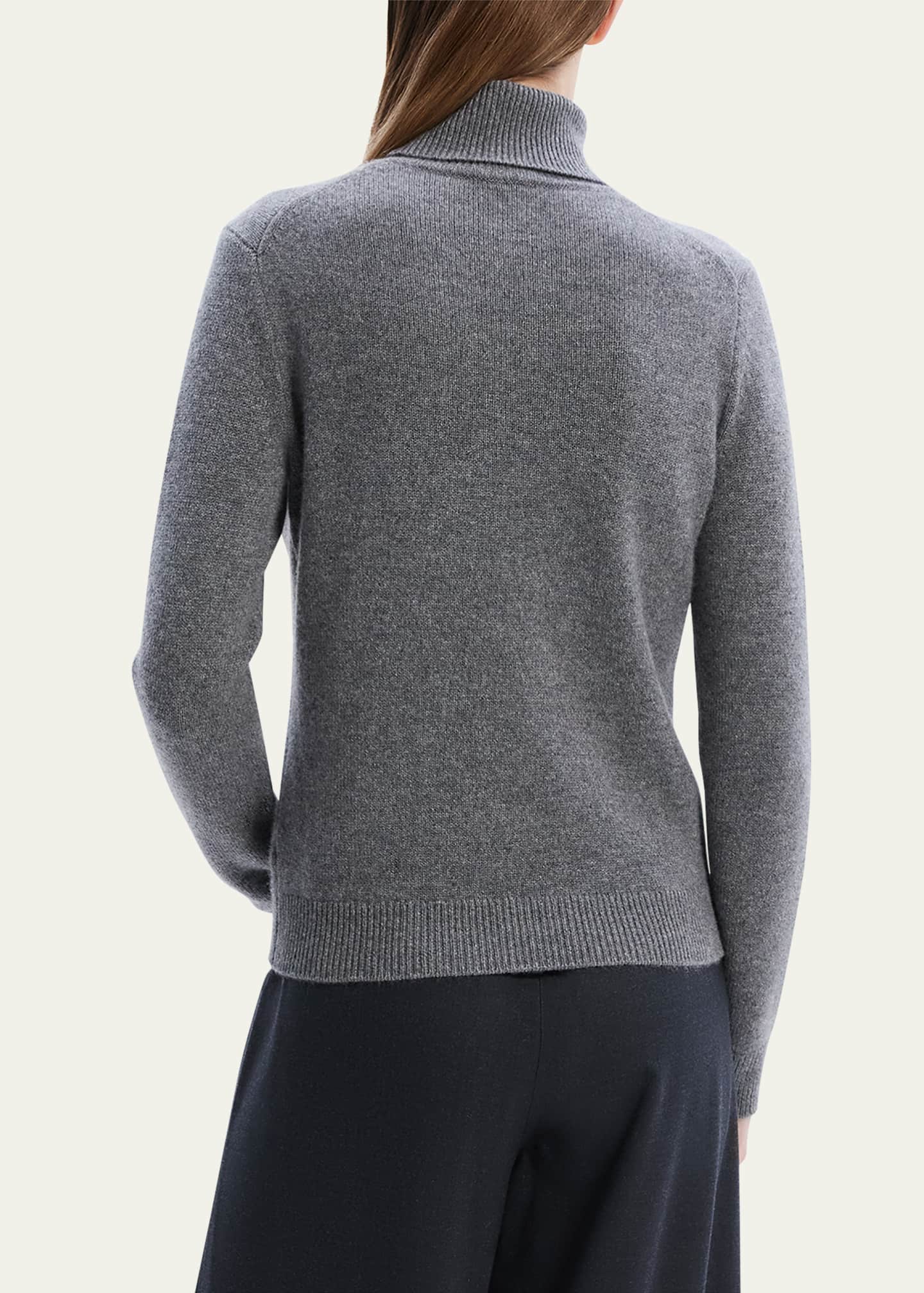 Theory Fold-Over Long-Sleeve Cashmere Turtleneck Sweater