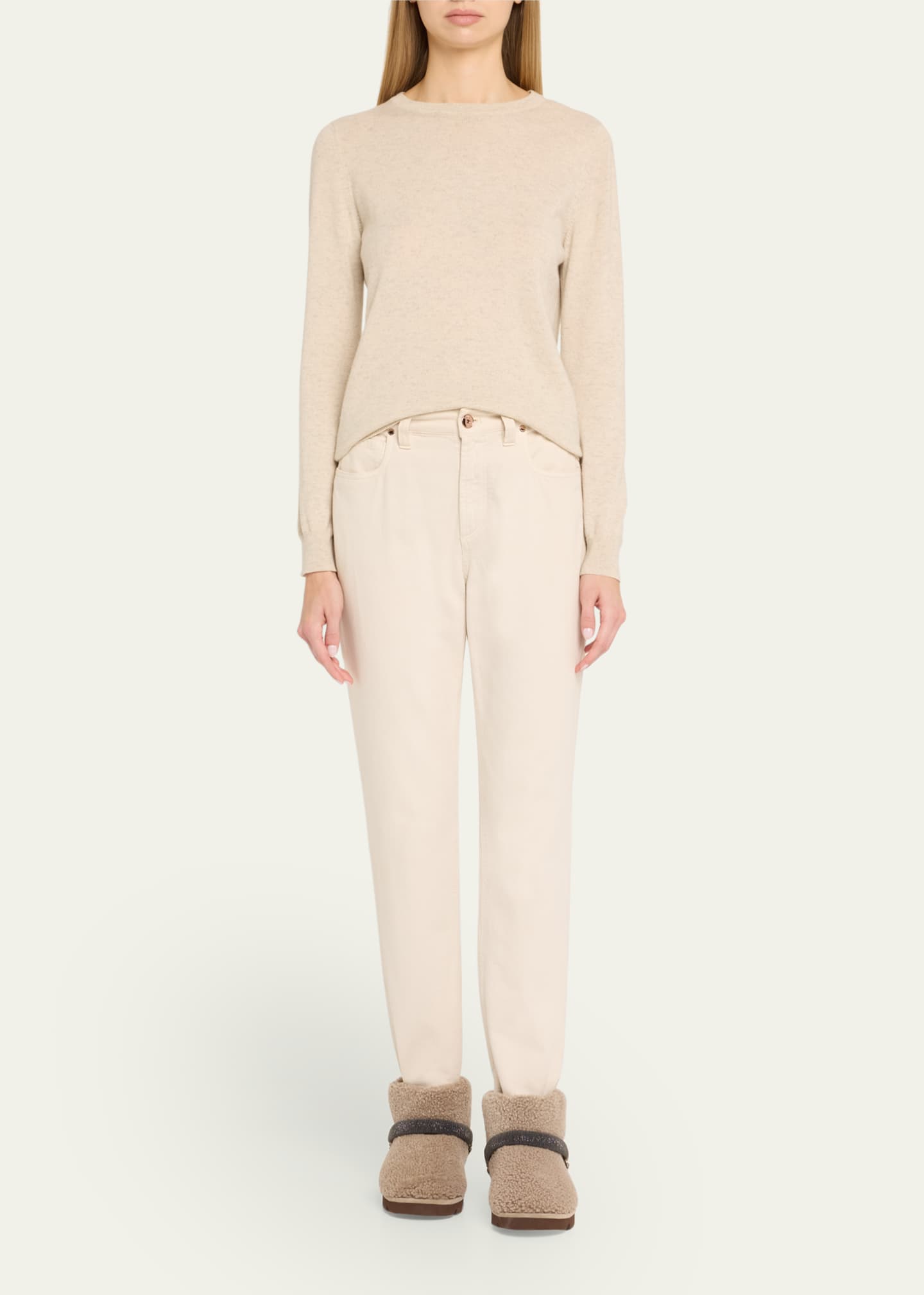 Brunello Cucinelli Shearling Bootie With Monili Strap Detailing Image 3 of 6