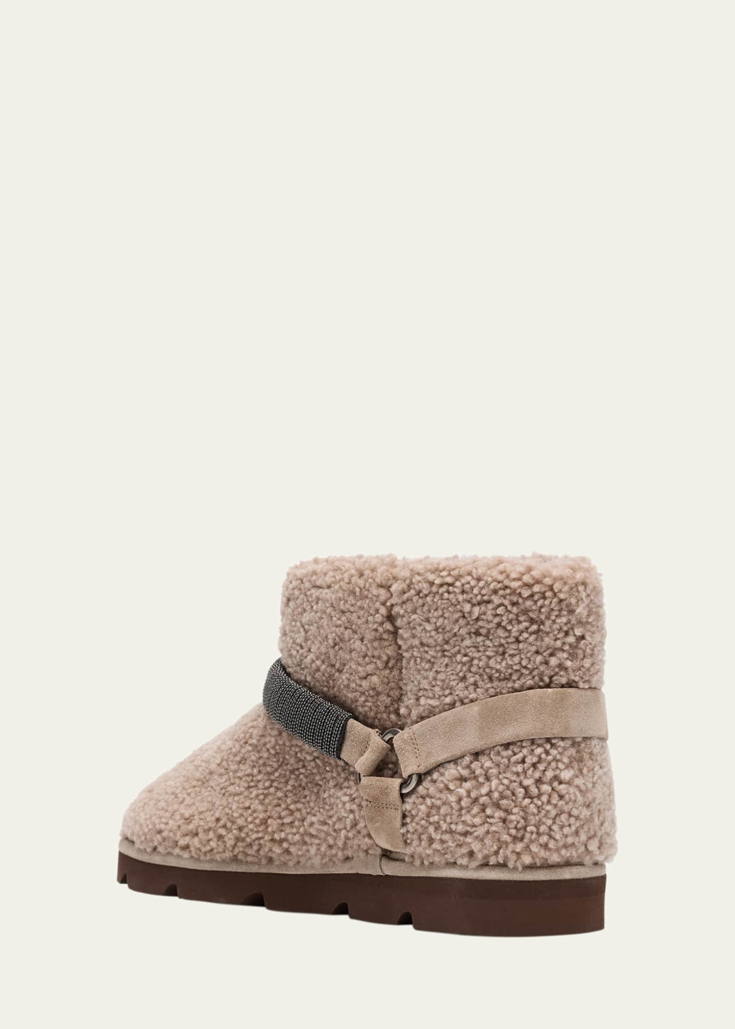 Brunello Cucinelli Shearling Bootie With Monili Strap Detailing Image 4 of 6