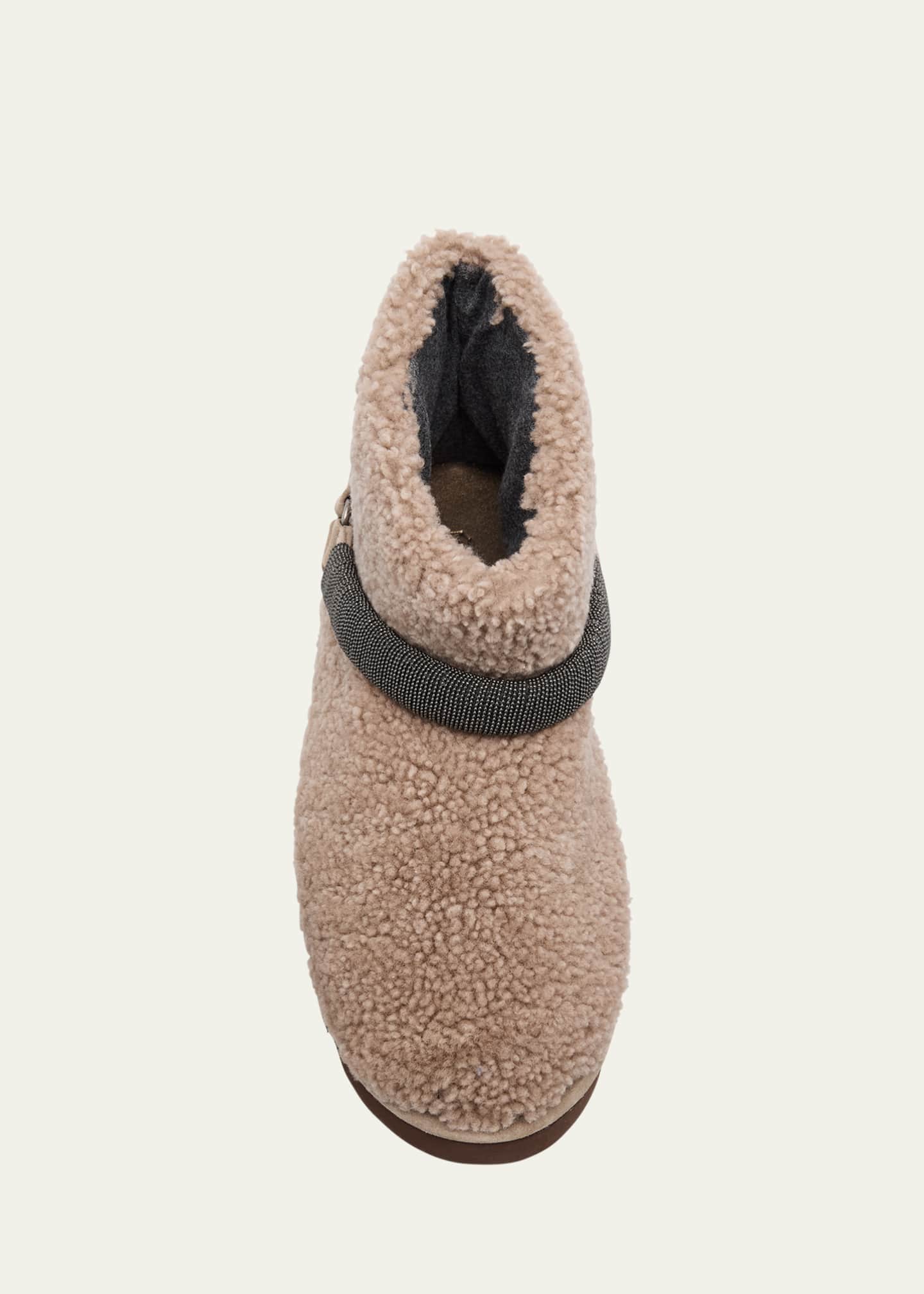 Brunello Cucinelli Shearling Bootie With Monili Strap Detailing Image 6 of 6