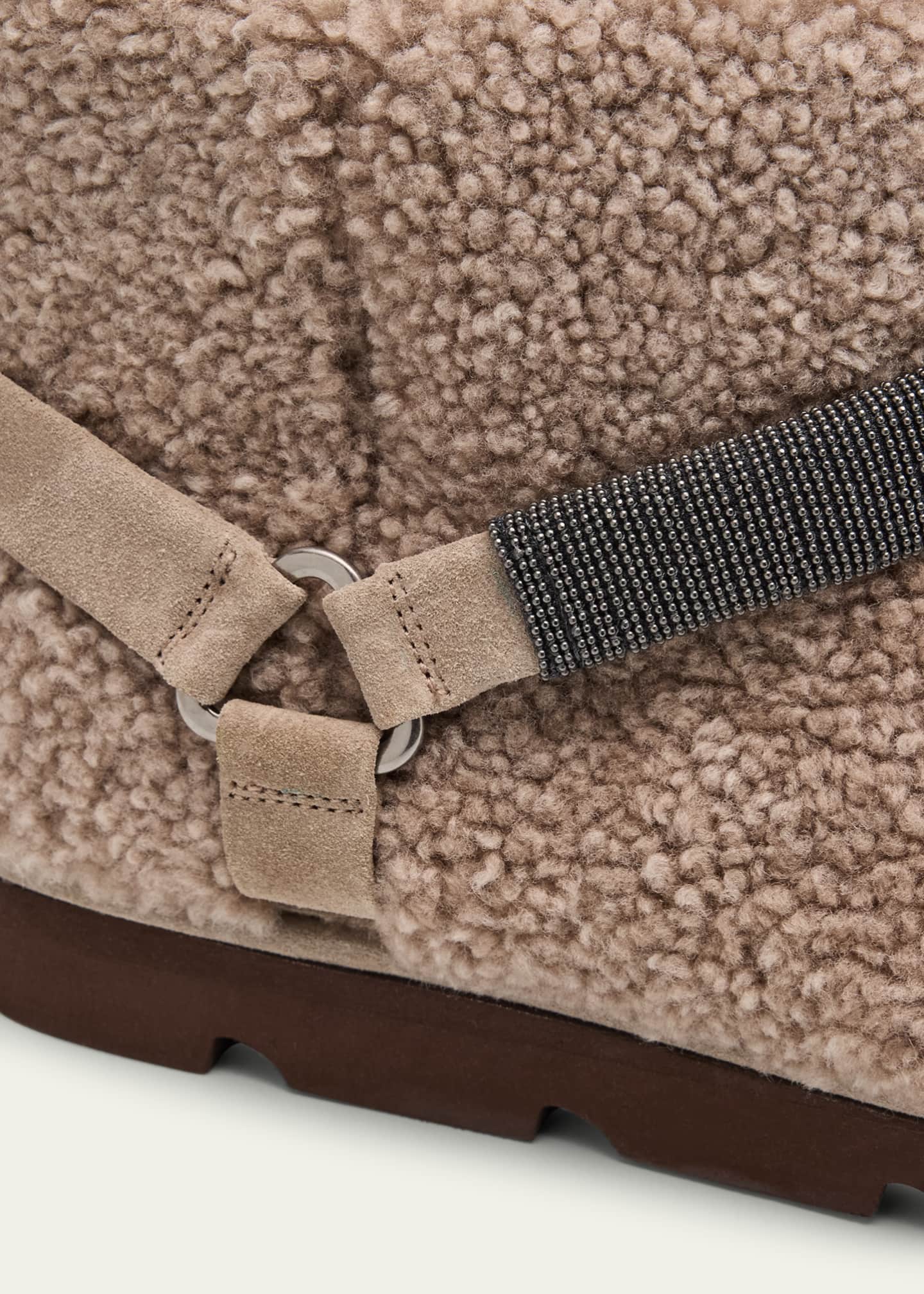 Brunello Cucinelli Shearling Bootie With Monili Strap Detailing Image 5 of 6