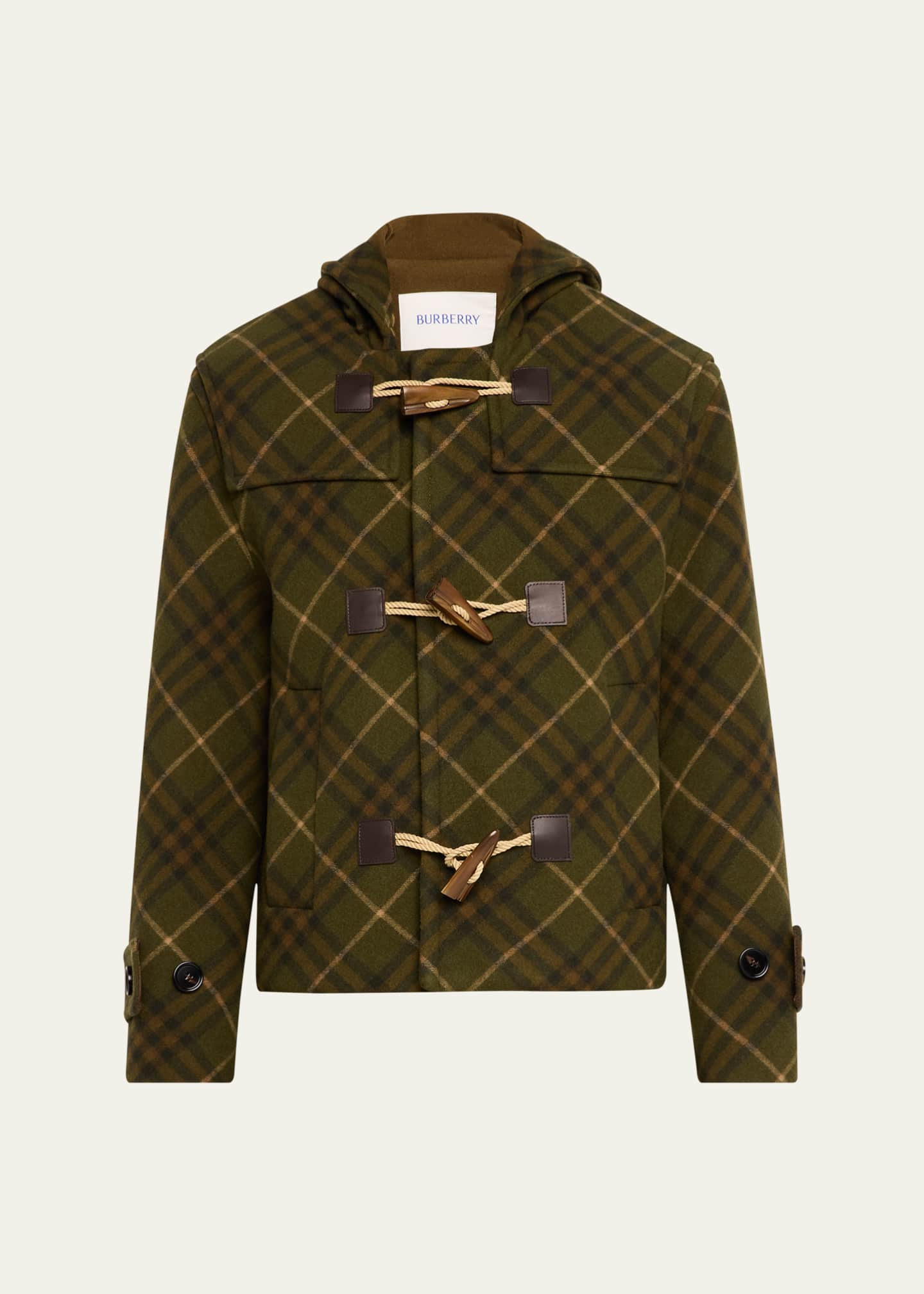 Burberry Men s Check Wool Duffel Coat