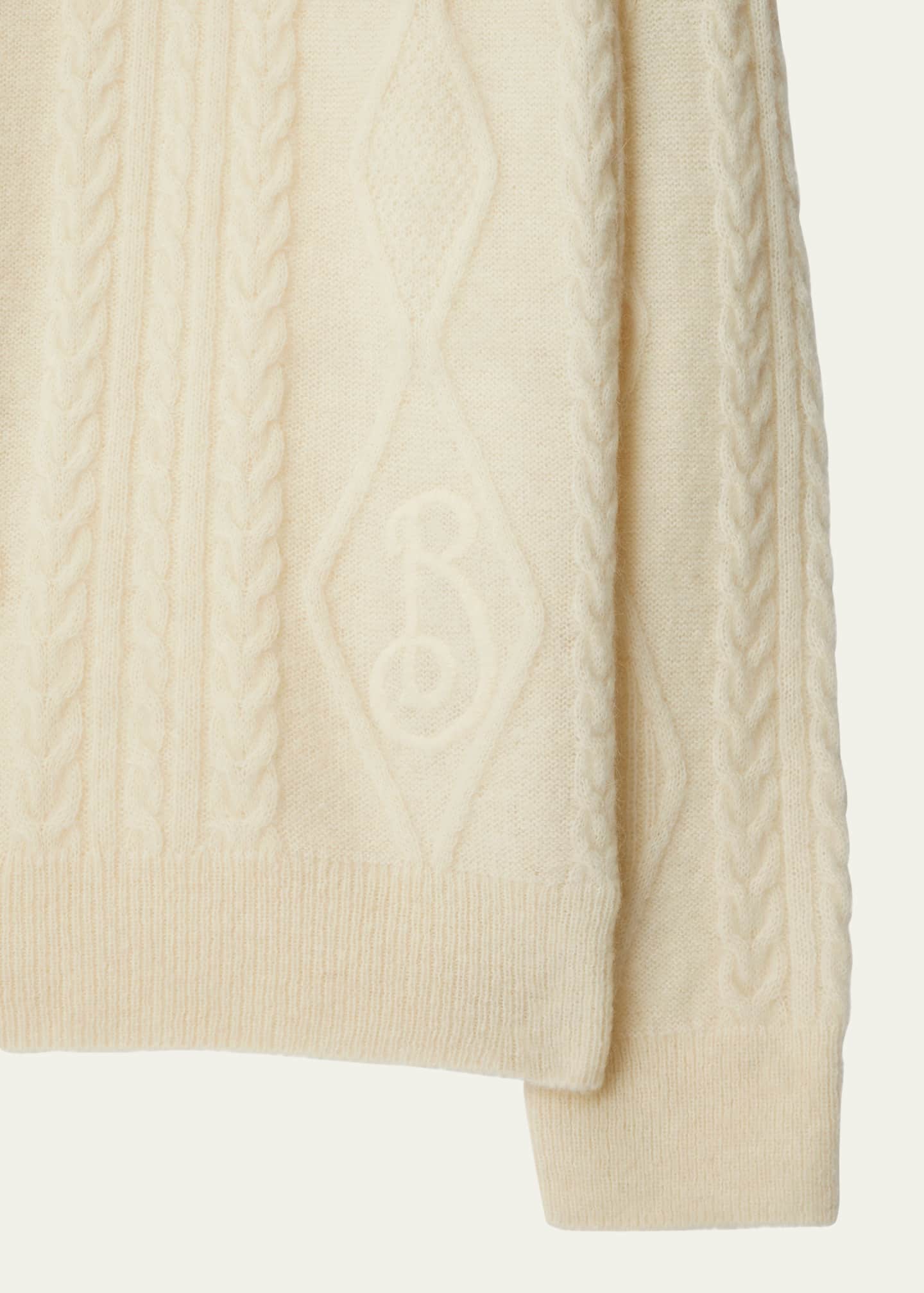Burberry Men's Cable-Knit Polo Sweater Image 2 of 2