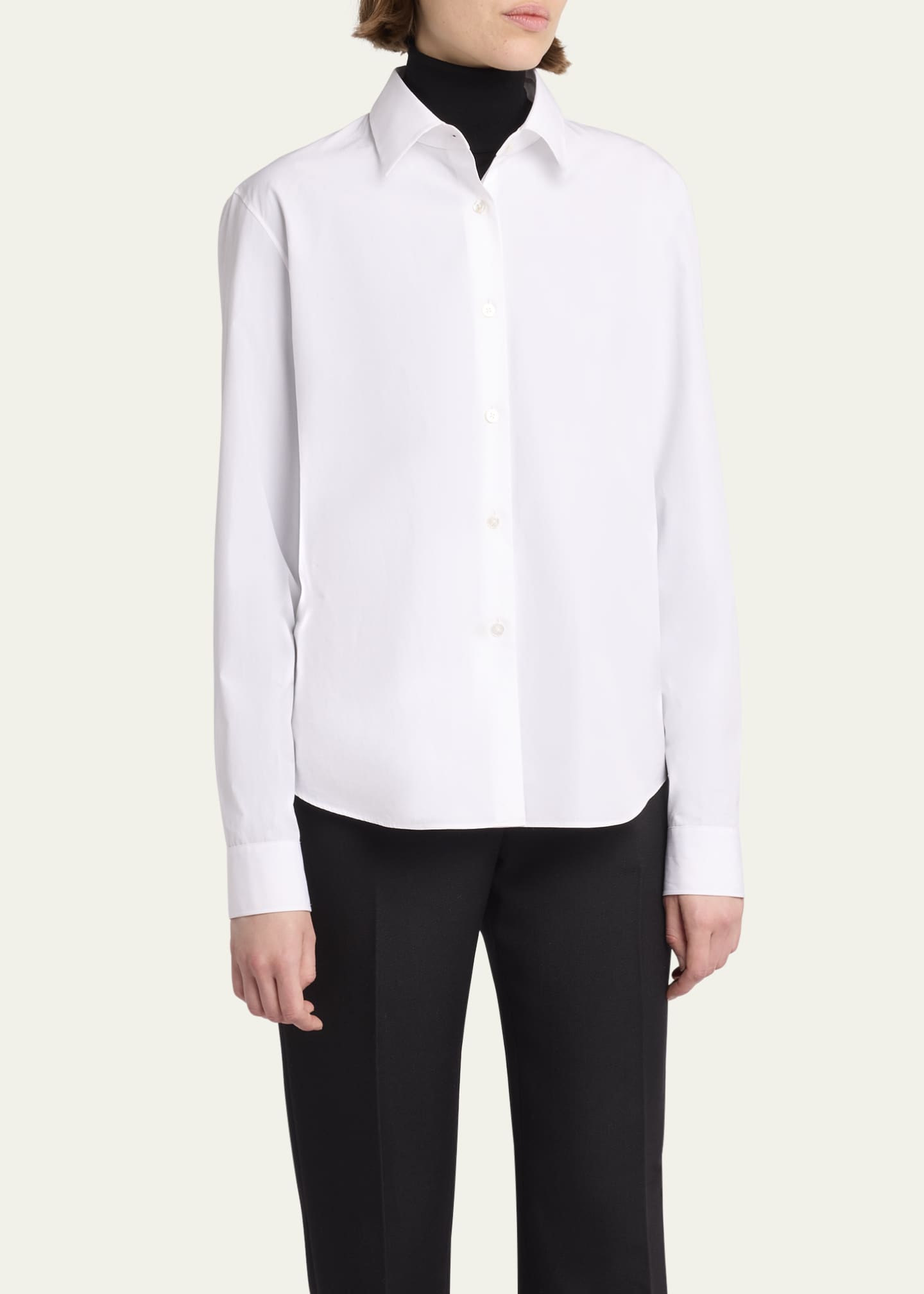 THE ROW Maigret Pearl-Buttoned Poplin Shirt Image 4 of 5