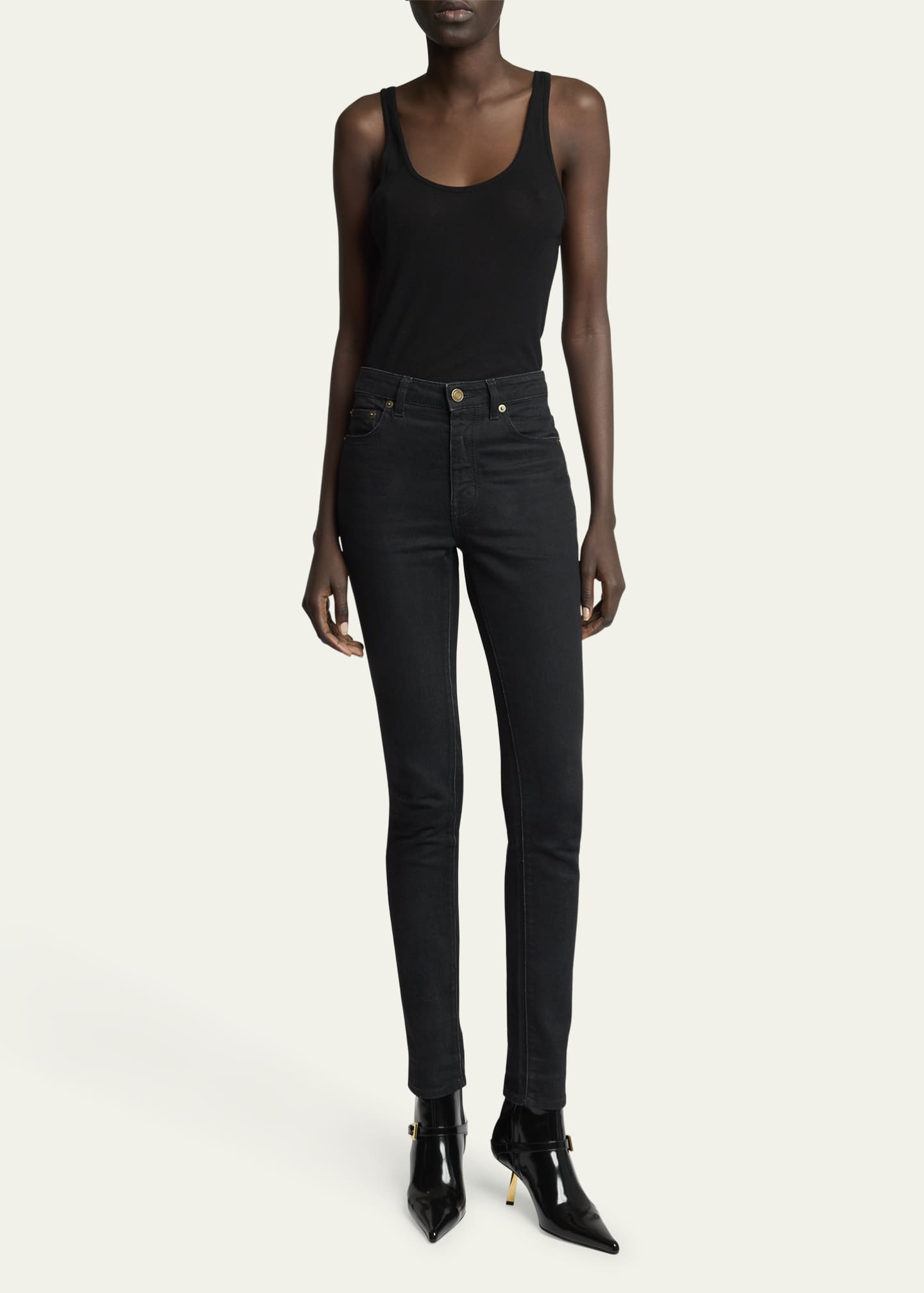 Saint Laurent Lee Patent Buckle Stiletto Booties Image 3 of 5