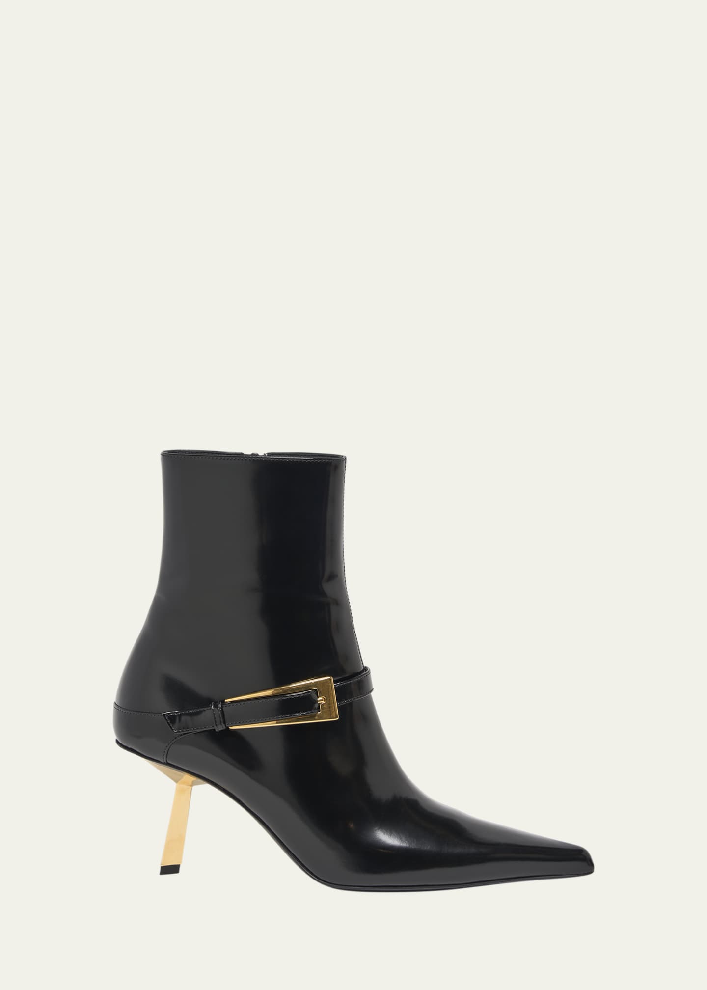 Saint Laurent Lee Patent Buckle Stiletto Booties Image 1 of 5