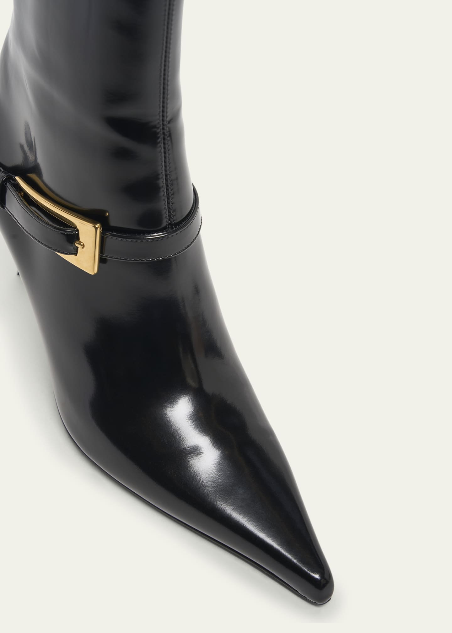 Saint Laurent Lee Patent Buckle Stiletto Booties Image 5 of 5