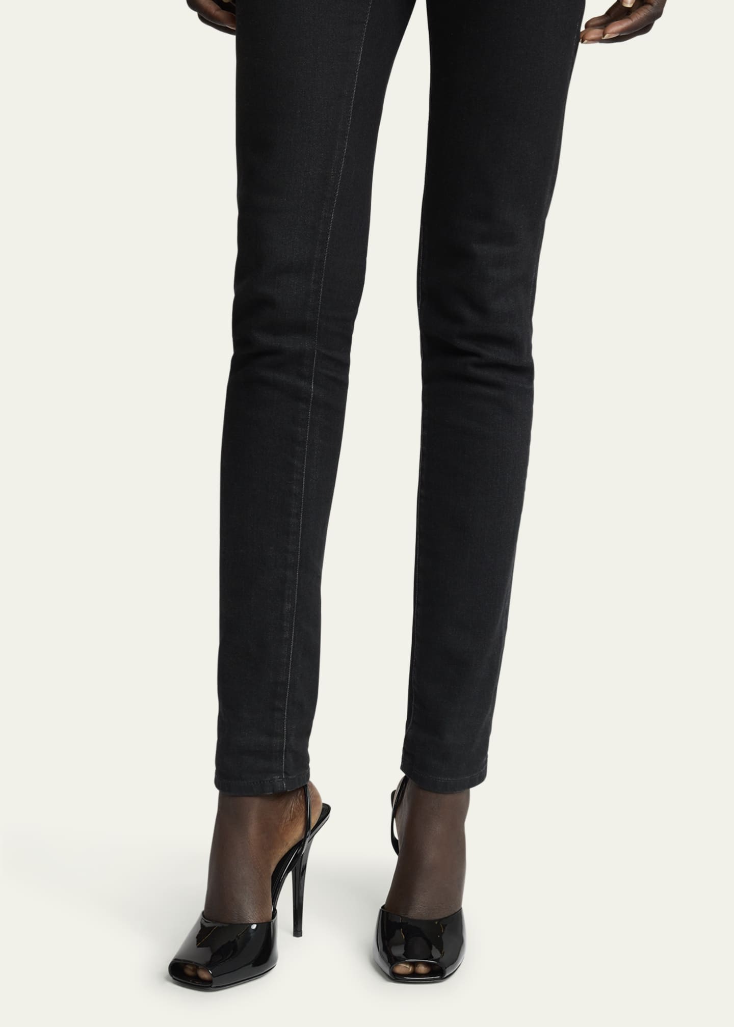 Saint Laurent La Scandale Patent Ankle-Strap Sandals Image 2 of 5