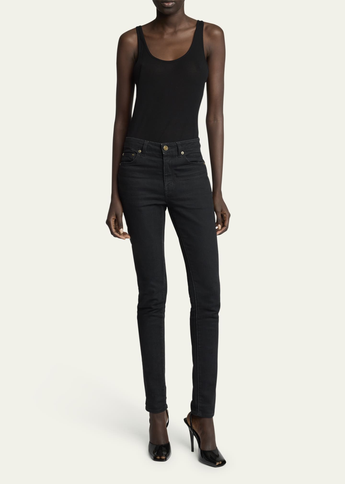 Saint Laurent La Scandale Patent Ankle-Strap Sandals Image 3 of 5