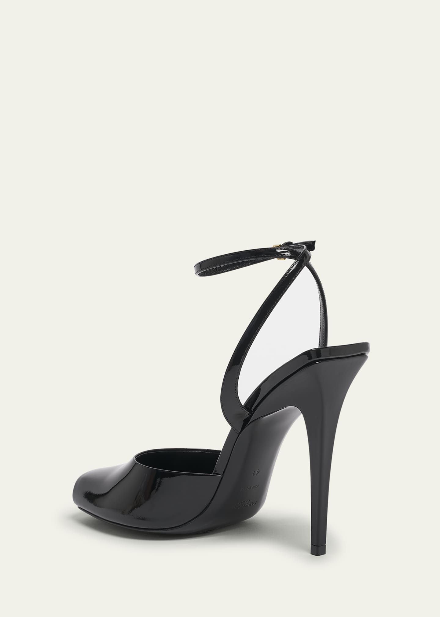 Saint Laurent La Scandale Patent Ankle-Strap Sandals Image 4 of 5