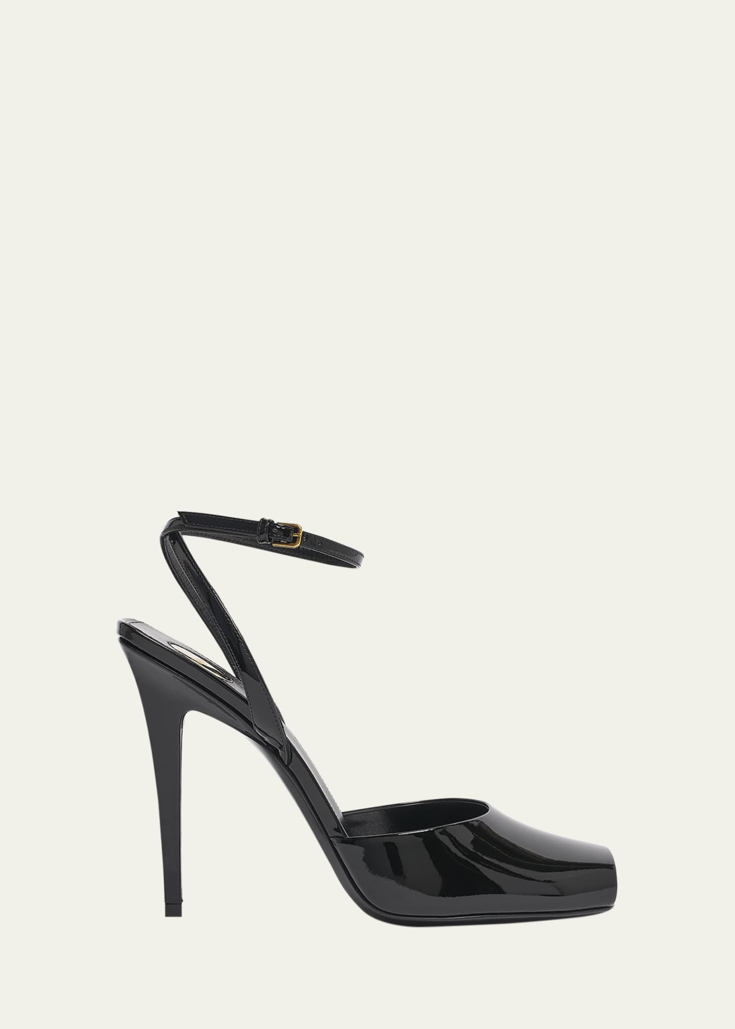 Saint Laurent La Scandale Patent Ankle-Strap Sandals Image 1 of 5