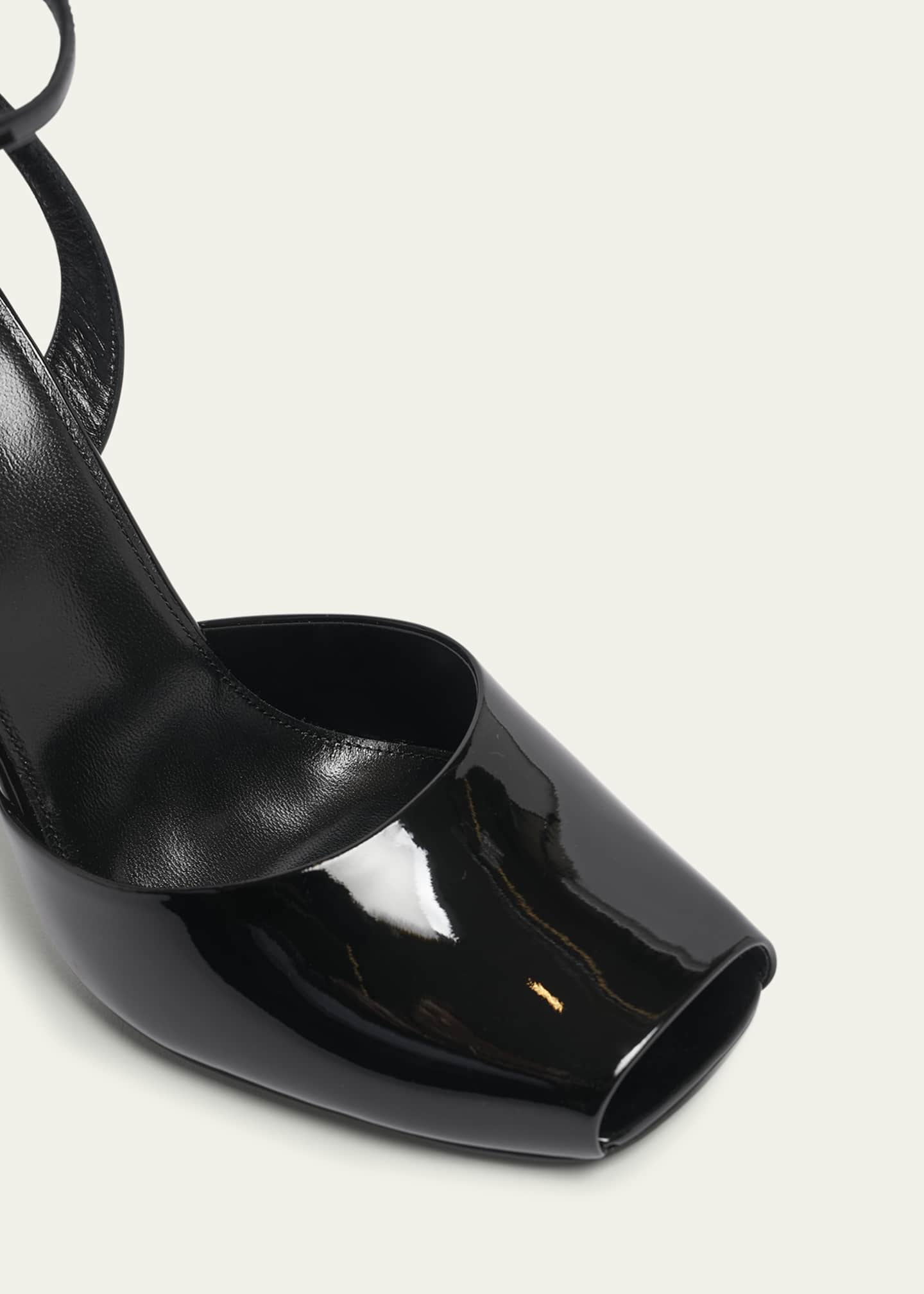 Saint Laurent La Scandale Patent Ankle-Strap Sandals Image 5 of 5
