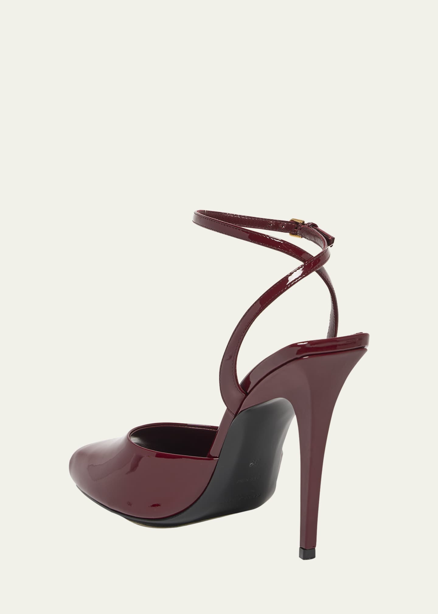 Saint Laurent La Scandale Patent Ankle-Strap Sandals Image 3 of 4