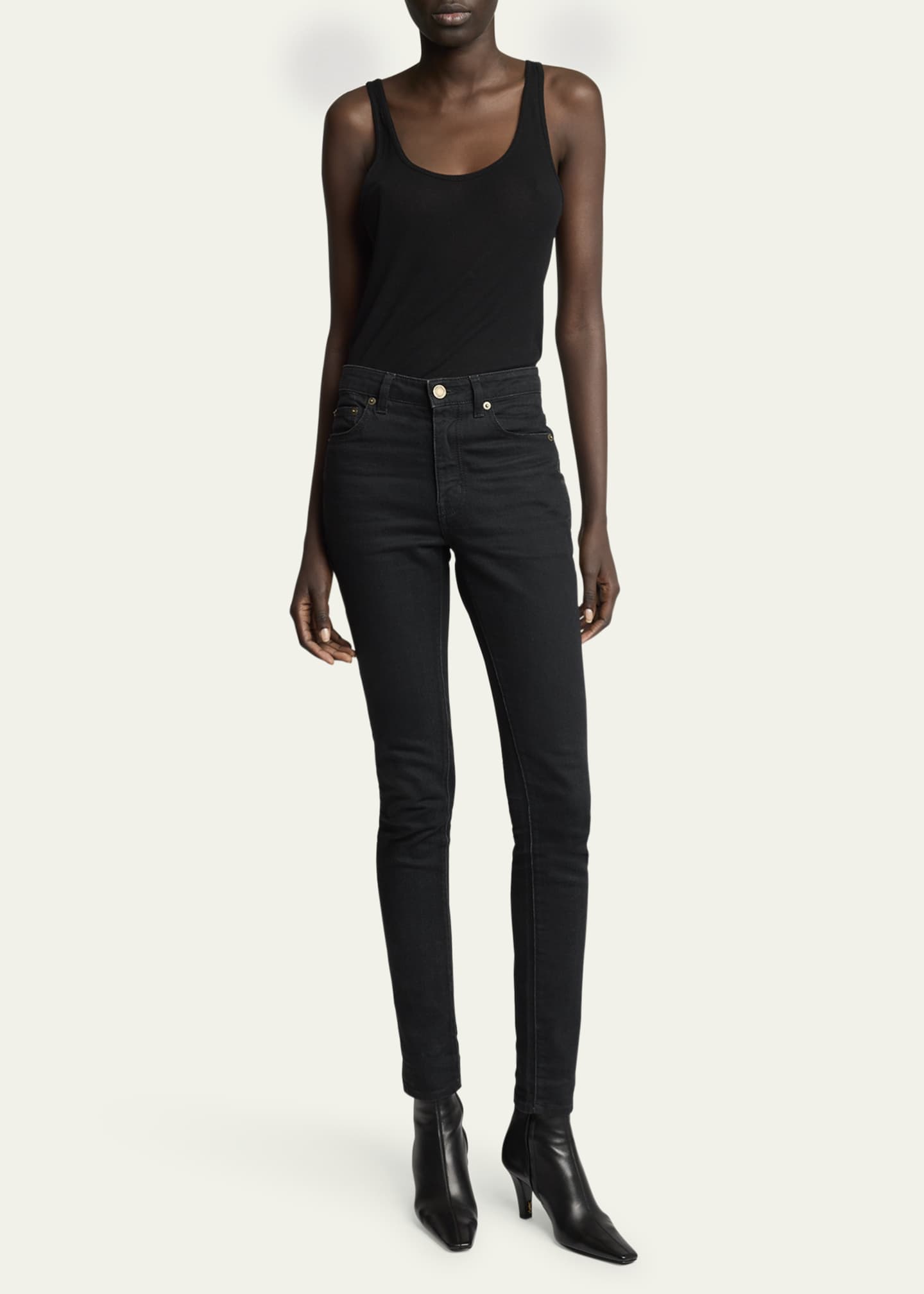 Saint Laurent Jill Calfskin Ankle Booties Image 3 of 5
