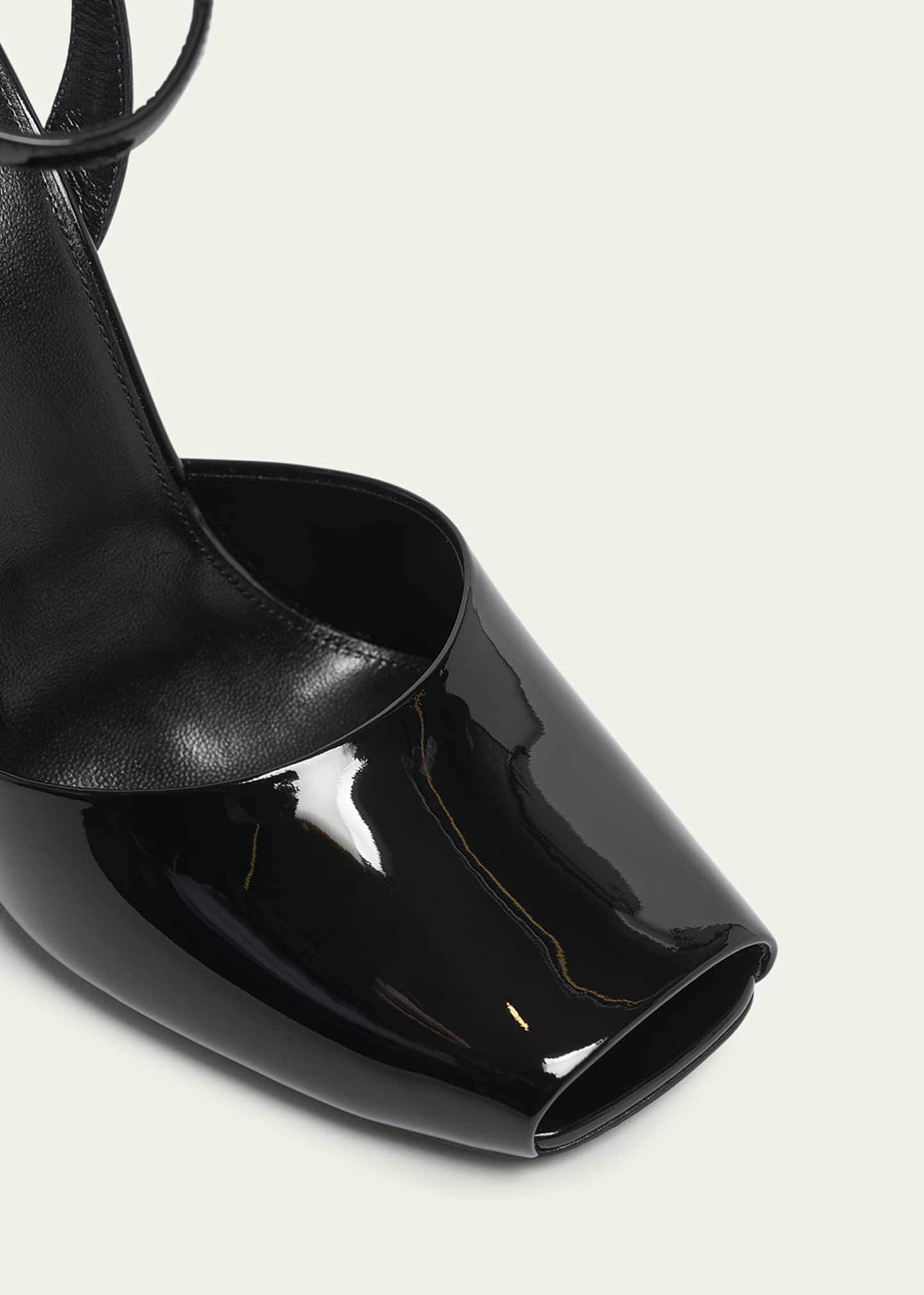 Saint Laurent Le Scandale Patent Leopard Wedge Sandals Image 5 of 5