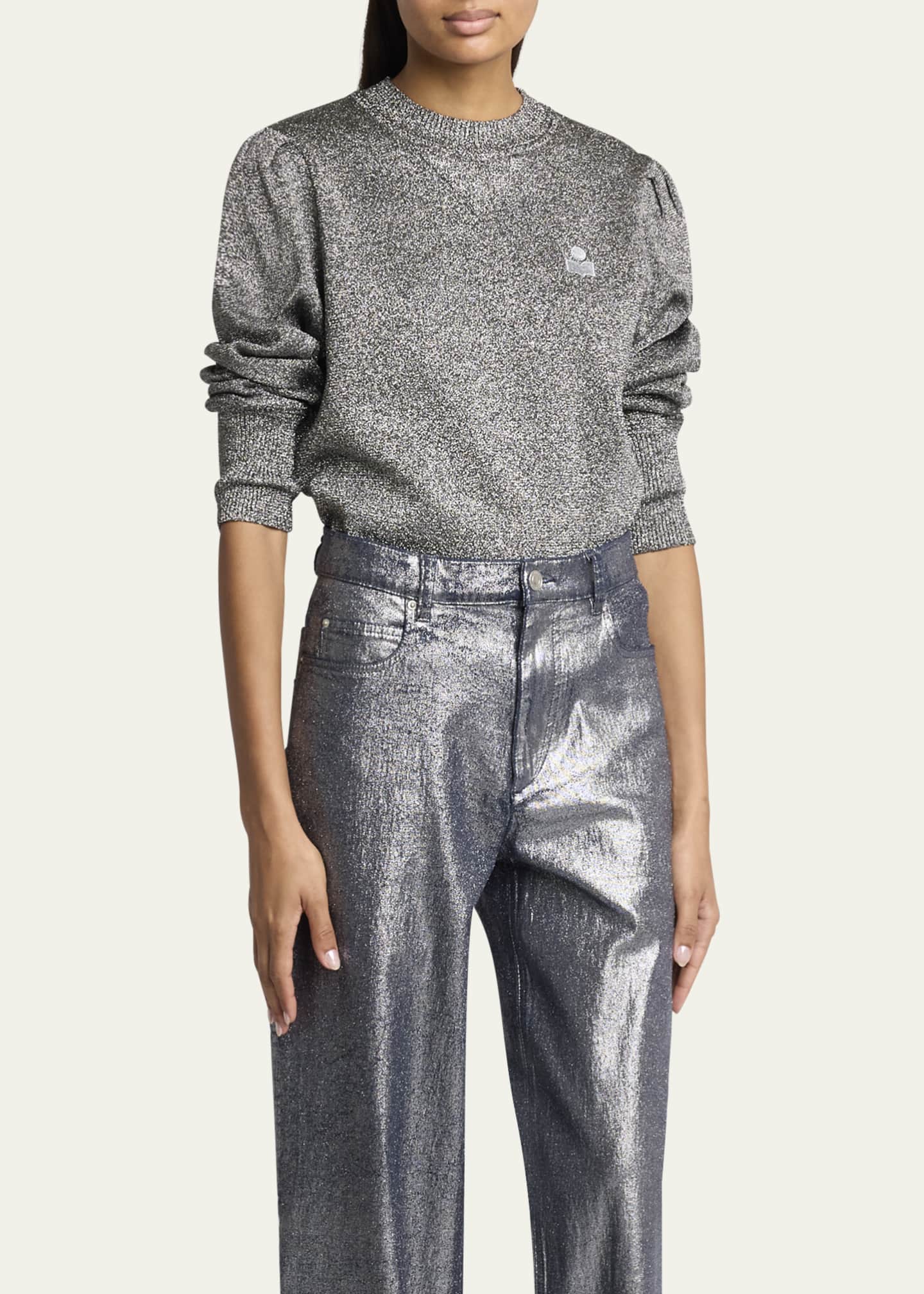 Etoile Isabel Marant Kelaya Metallic Knit Logo Sweater