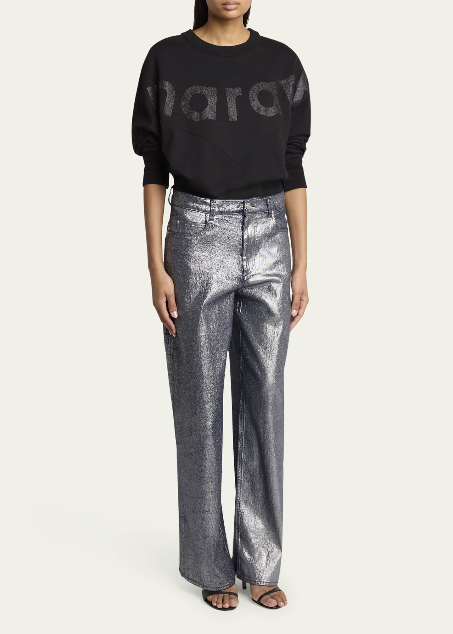 Etoile Isabel Marant Cover Metallic Coated Jeans Image 2 of 5
