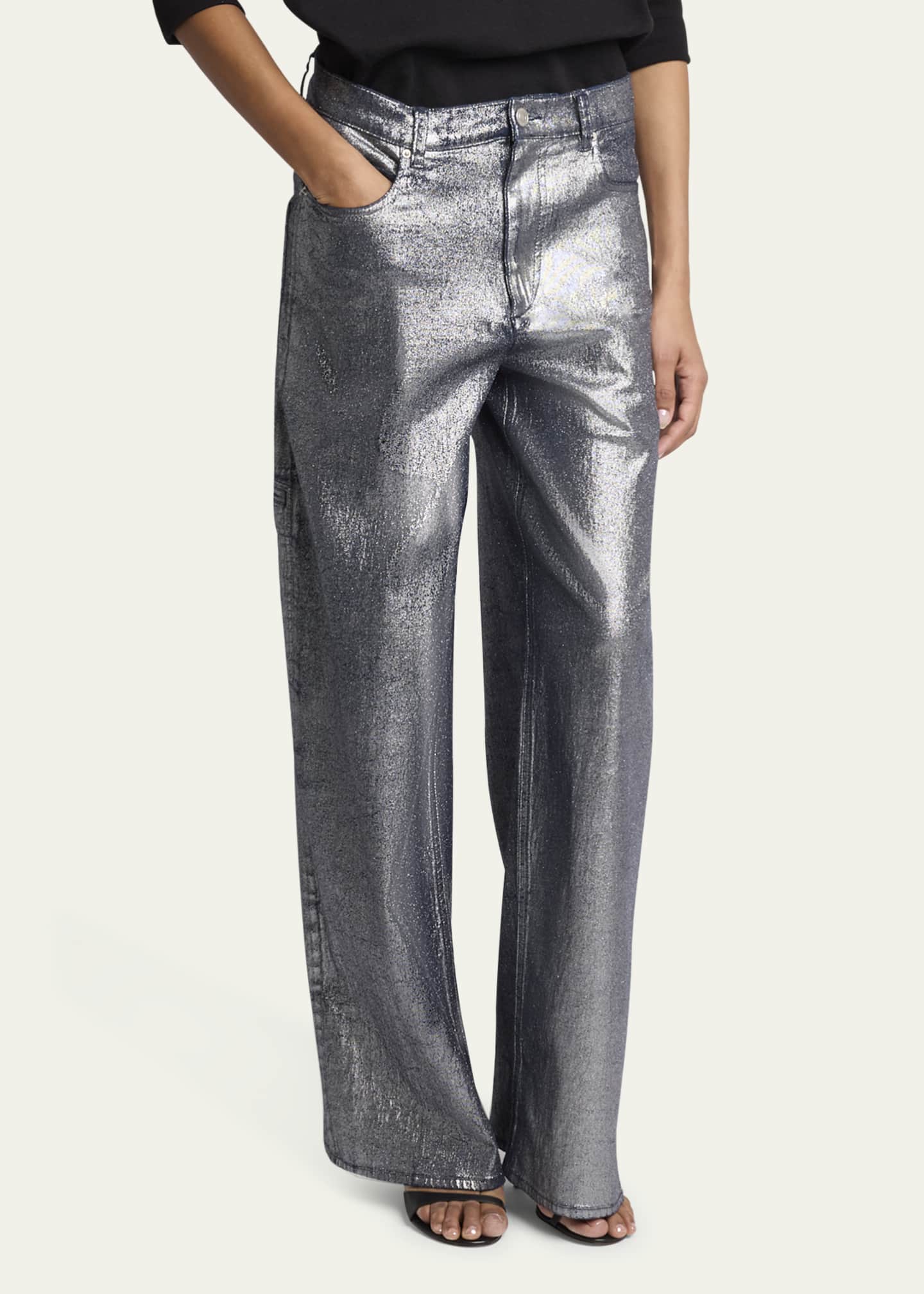 Etoile Isabel Marant Cover Metallic Coated Jeans Image 4 of 5