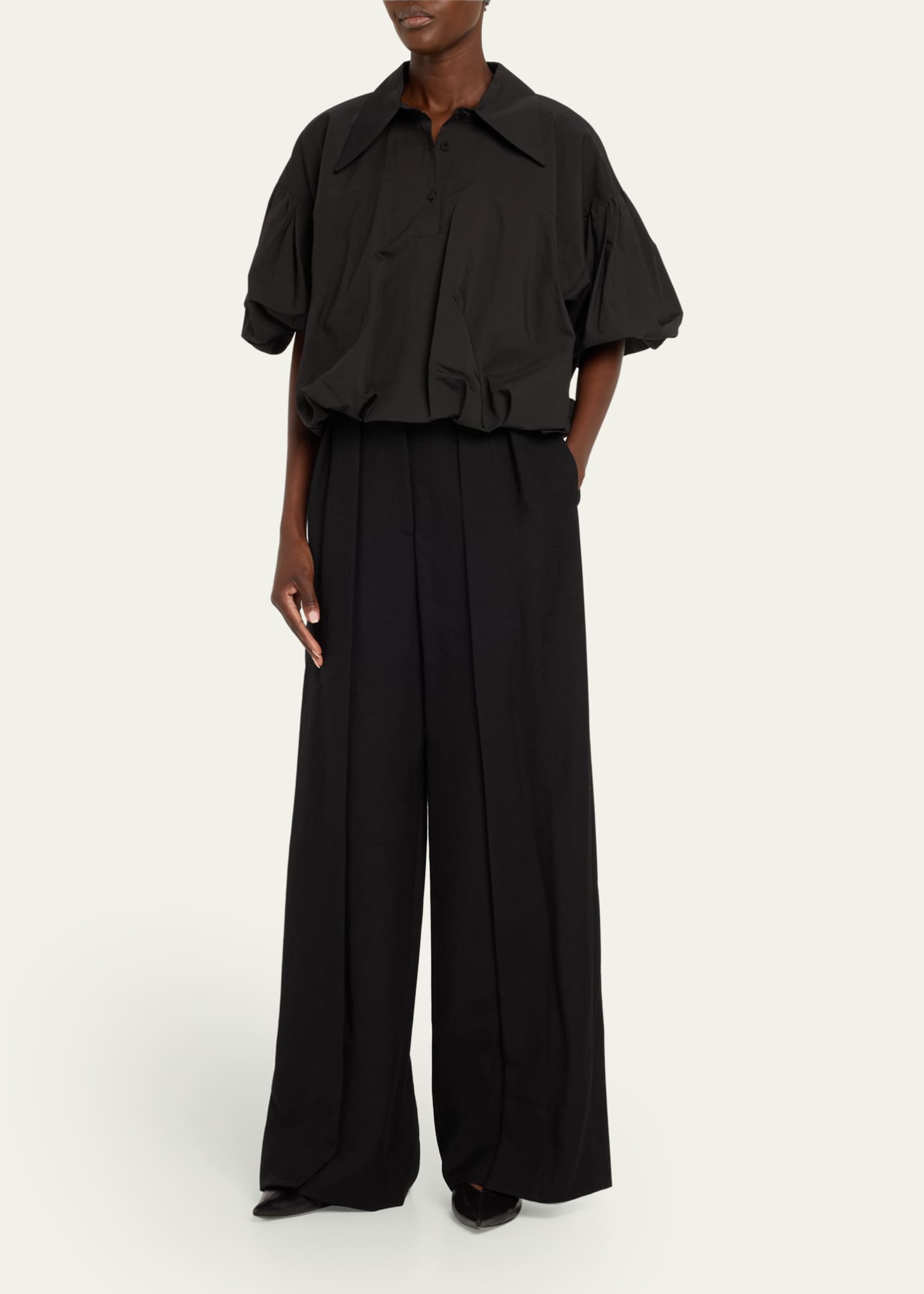 【MODERNIF】Chering Pintuck Wide Cotton Pants Wide Leg Pant w Pintucks Green – SPRWMN