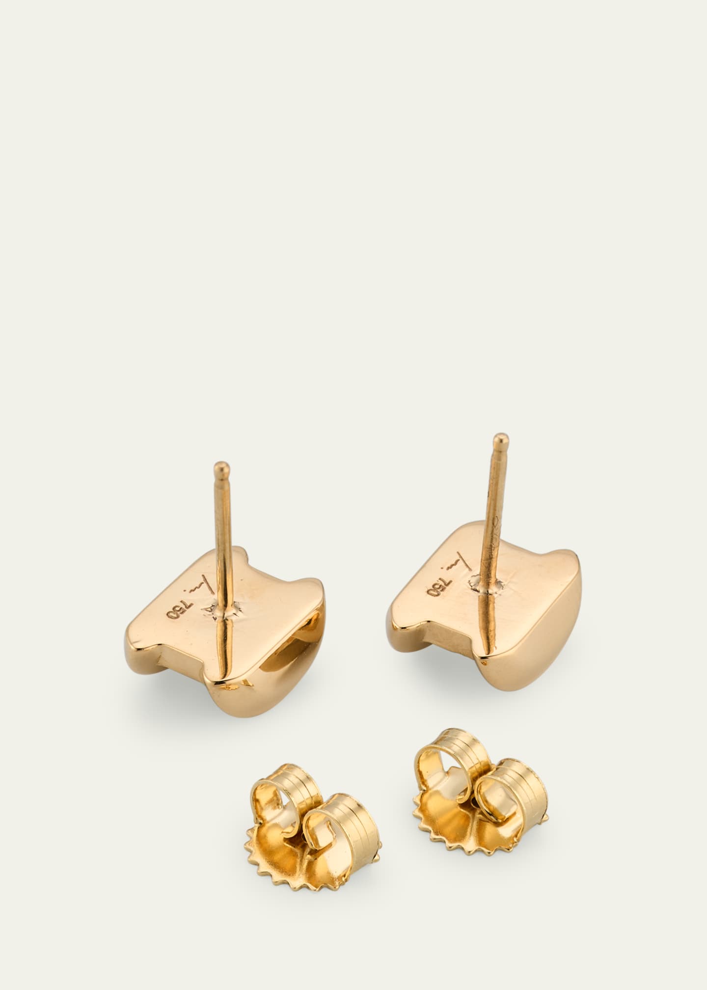 Lizzie Mandler Fine Jewelry 18K Yellow Gold Anchor Carre Diamond Stud Earrings Image 4 of 4