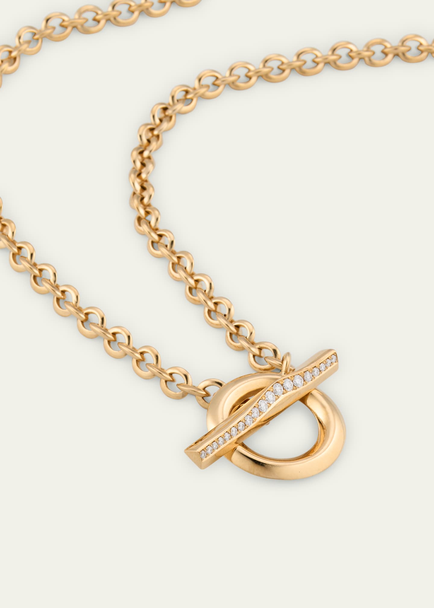 Lizzie Mandler Fine Jewelry 18K Yellow Gold Diamond Pave Wave Toggle and Loop Chain Necklace Image 3 of 4