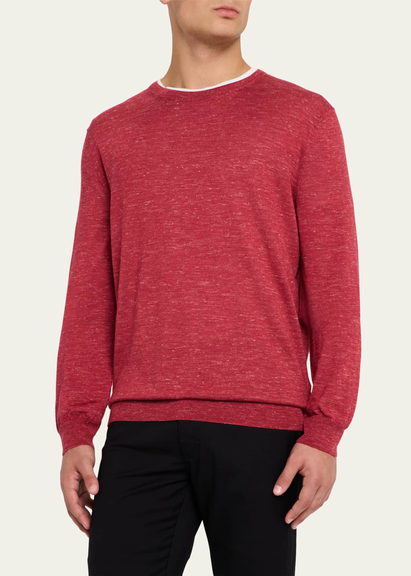 Men's Azeala Cashmere, Silk and Linen Crewneck Sweater - Thumbnail 4