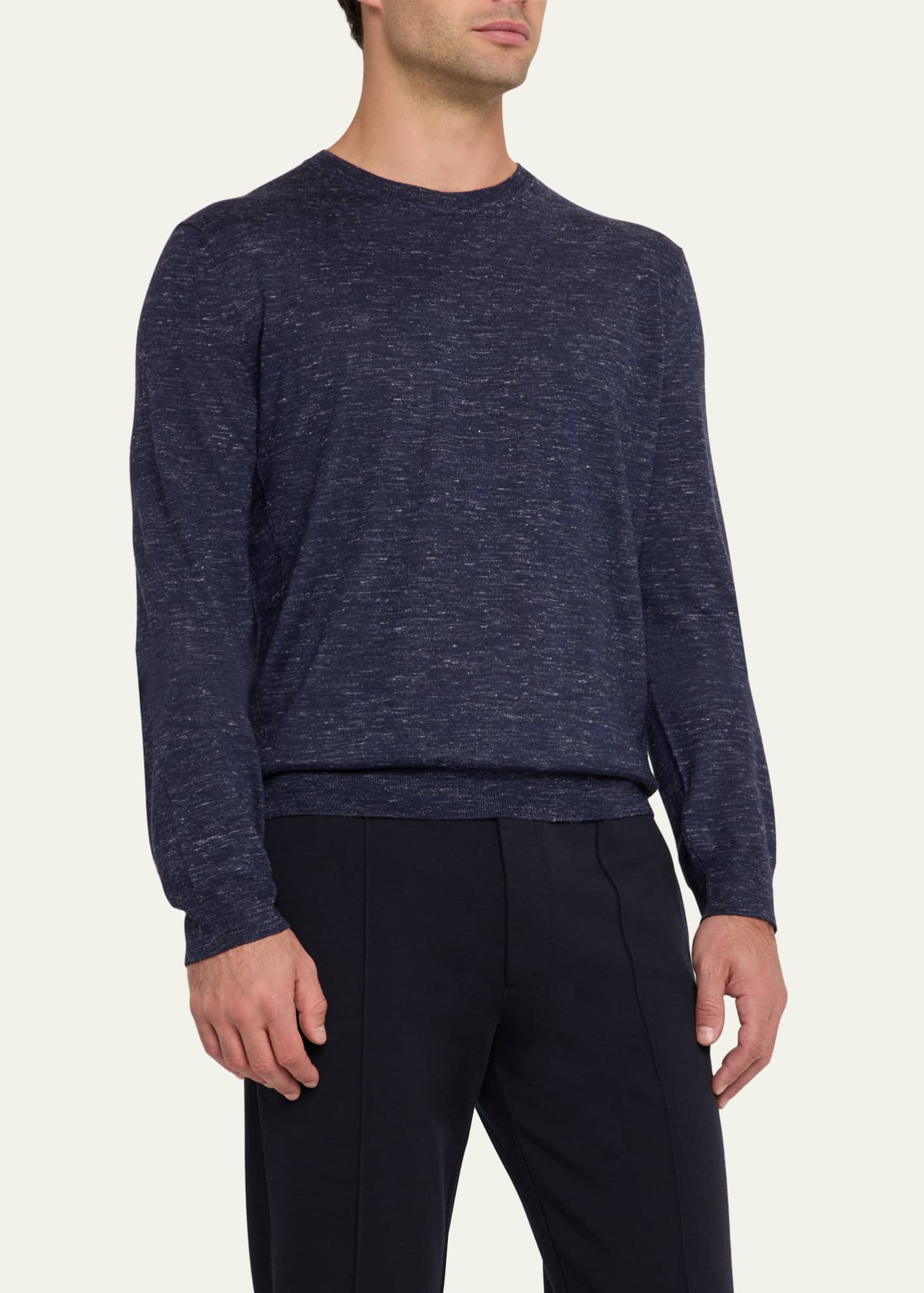 Men's Cashmere, Silk and Linen Crewneck Sweater - Thumbnail 4