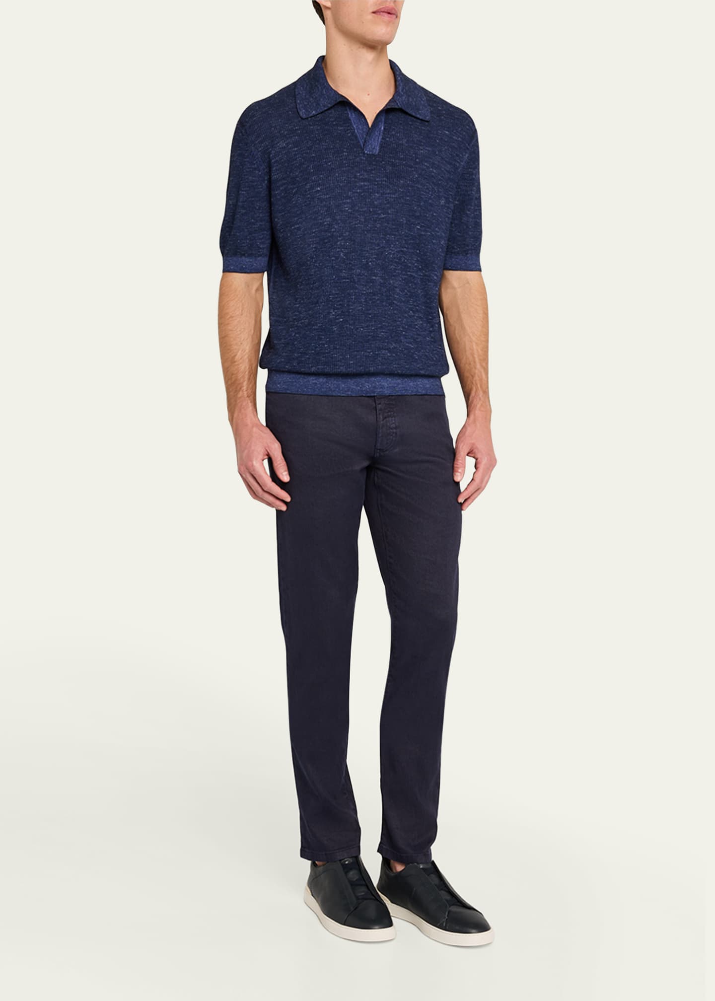 ZEGNA Men's Comfort Linen and Cotton Five-Pocket Pants Image 2 of 5