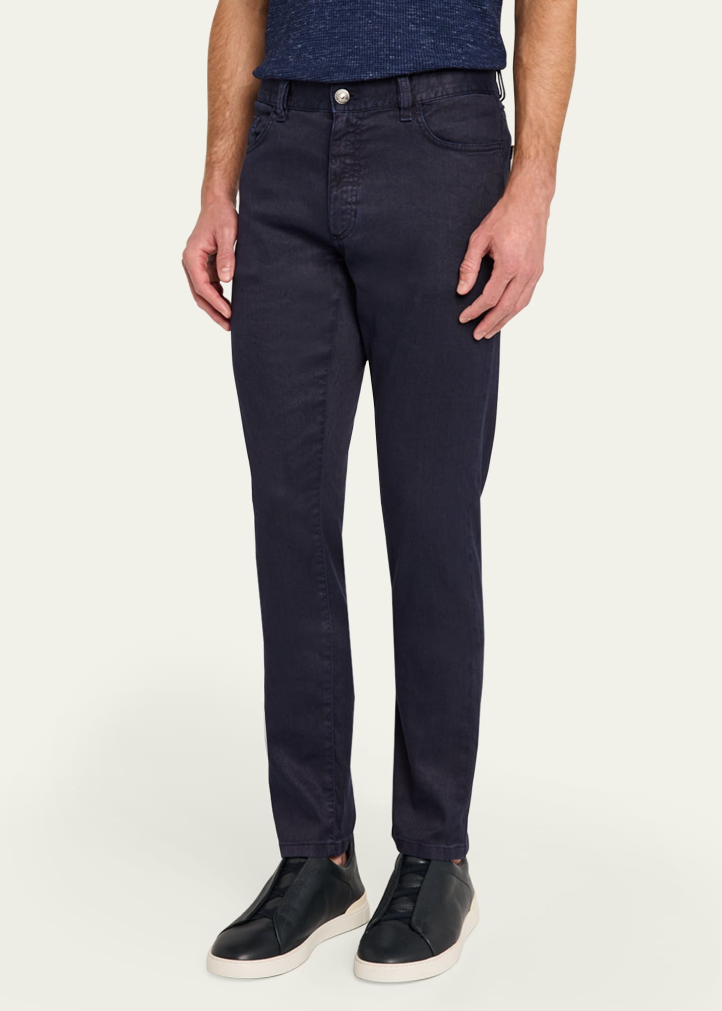ZEGNA Men's Comfort Linen and Cotton Five-Pocket Pants Image 4 of 5