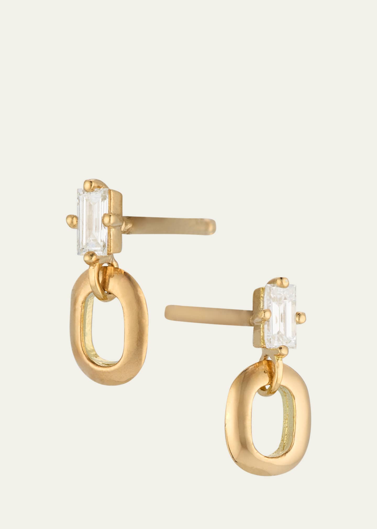Lizzie Mandler Fine Jewelry 18K Yellow Gold Prong-Set Baguette Diamond Stud Earrings Image 3 of 4