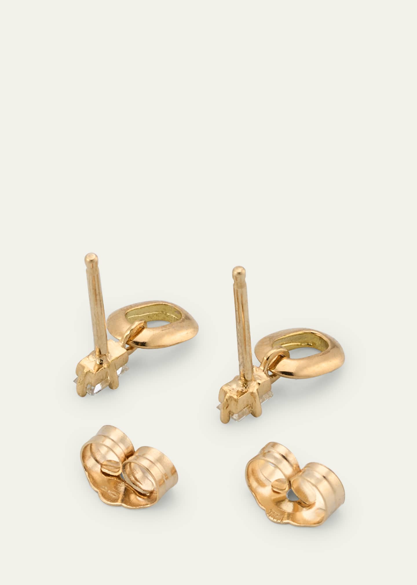 Lizzie Mandler Fine Jewelry 18K Yellow Gold Prong-Set Baguette Diamond Stud Earrings Image 4 of 4